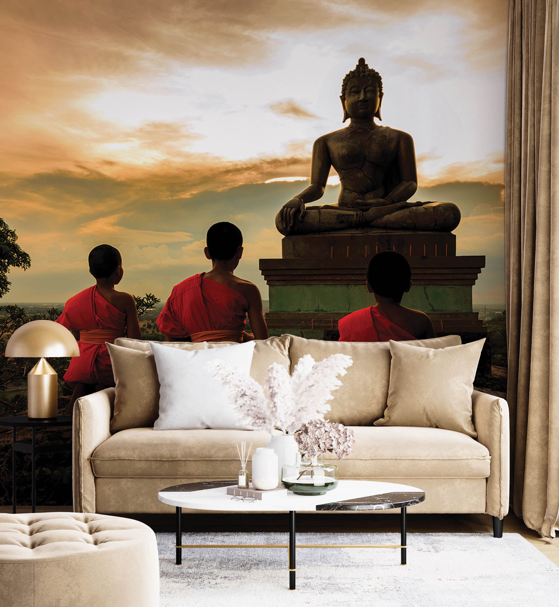 Boeddha met leerlingen - LW00051 Fotobehang