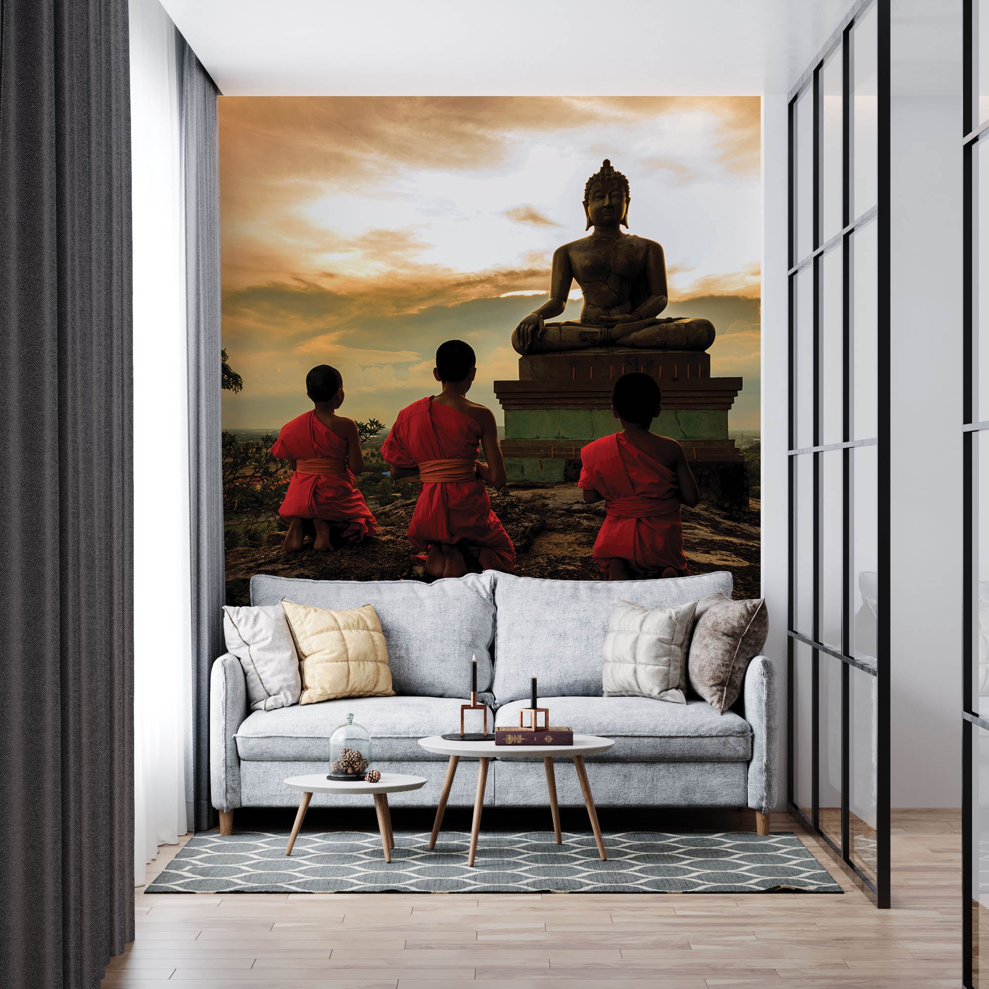 Boeddha met leerlingen - LW00051 Fotobehang