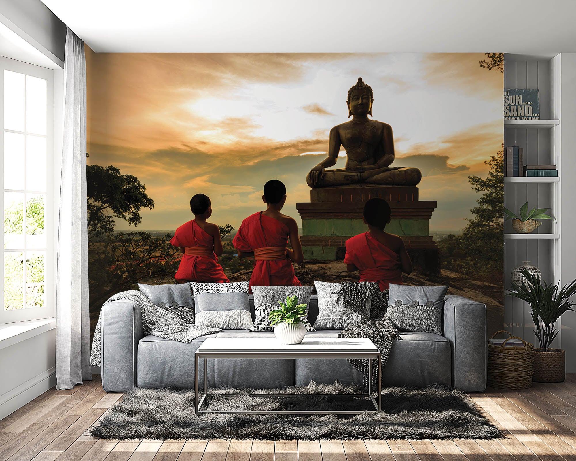 Boeddha met leerlingen - LW00051 Fotobehang