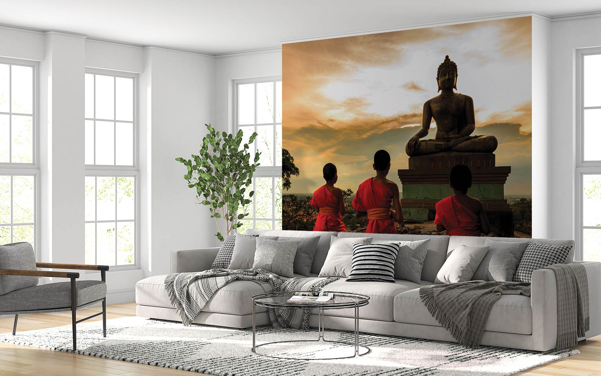 Boeddha met leerlingen - LW00051 Fotobehang