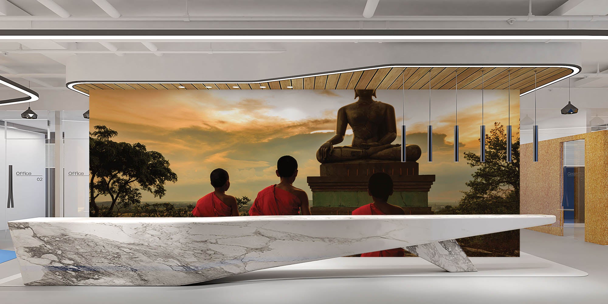 Boeddha met leerlingen - LW00051 Fotobehang