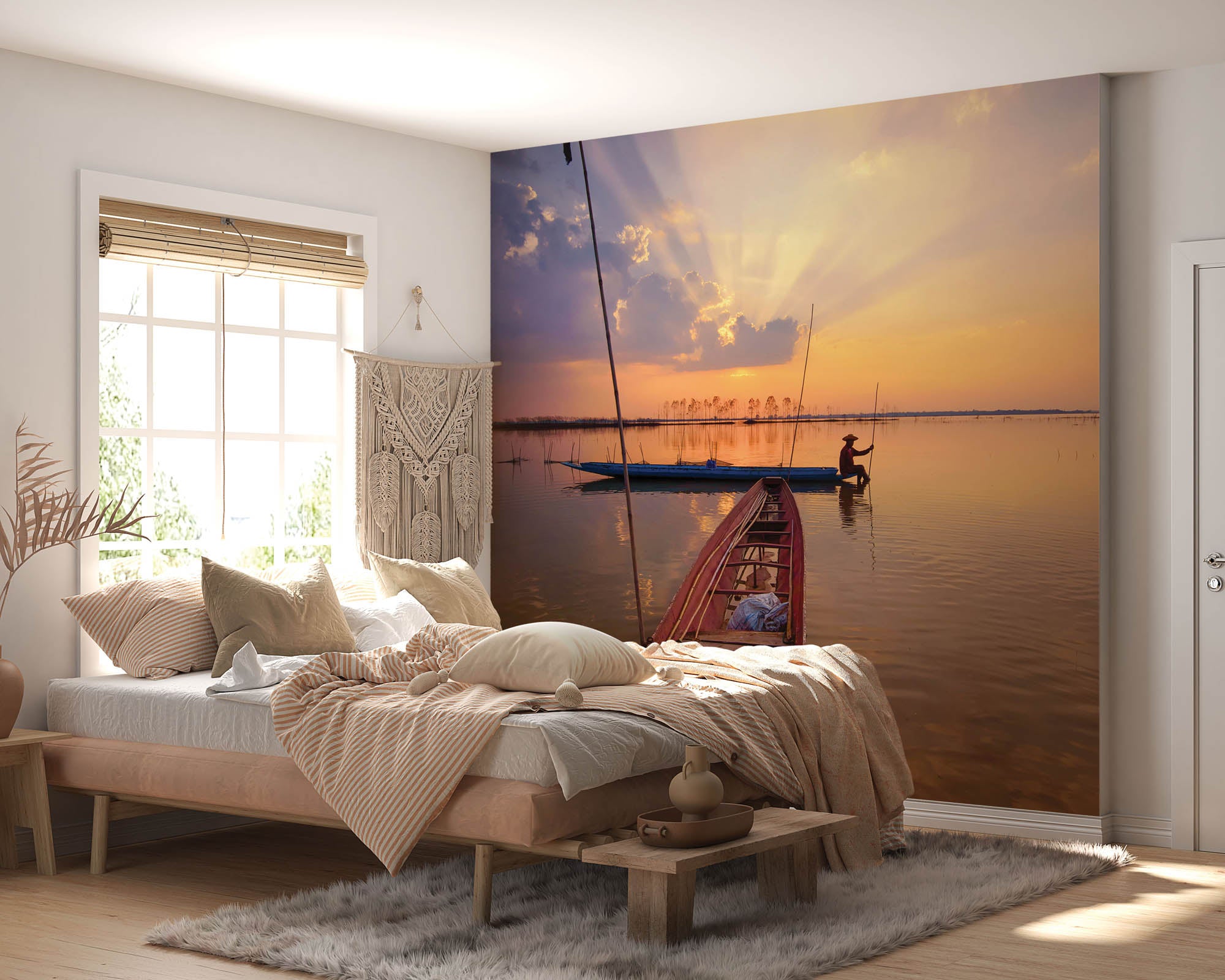 Boot met visserman - LW00094 Fotobehang