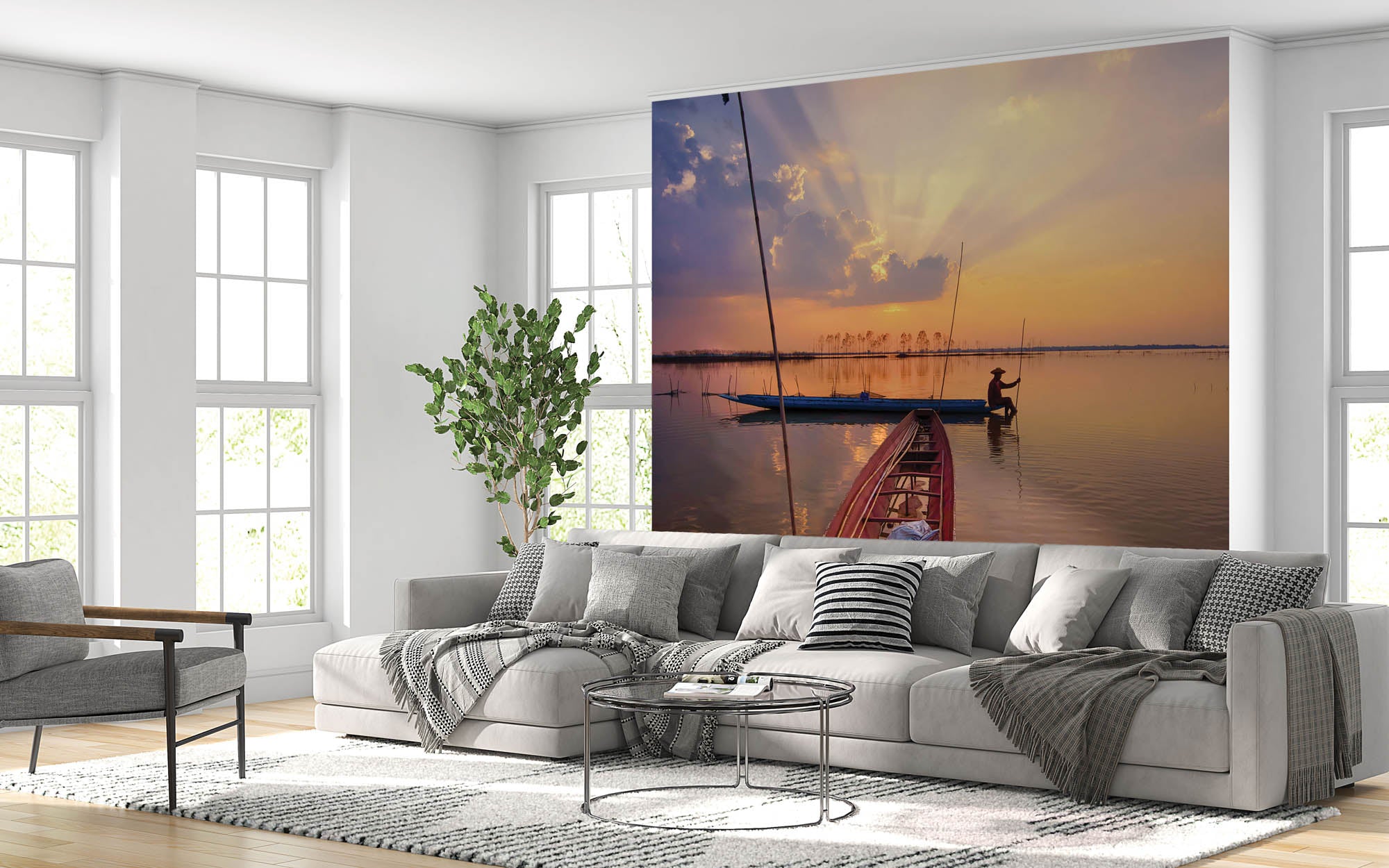 Boot met visserman - LW00094 Fotobehang