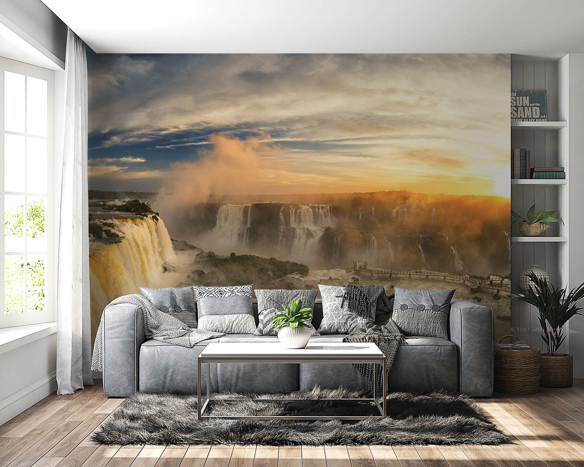 Brede waterval met weids zicht - LW00272 Fotobehang