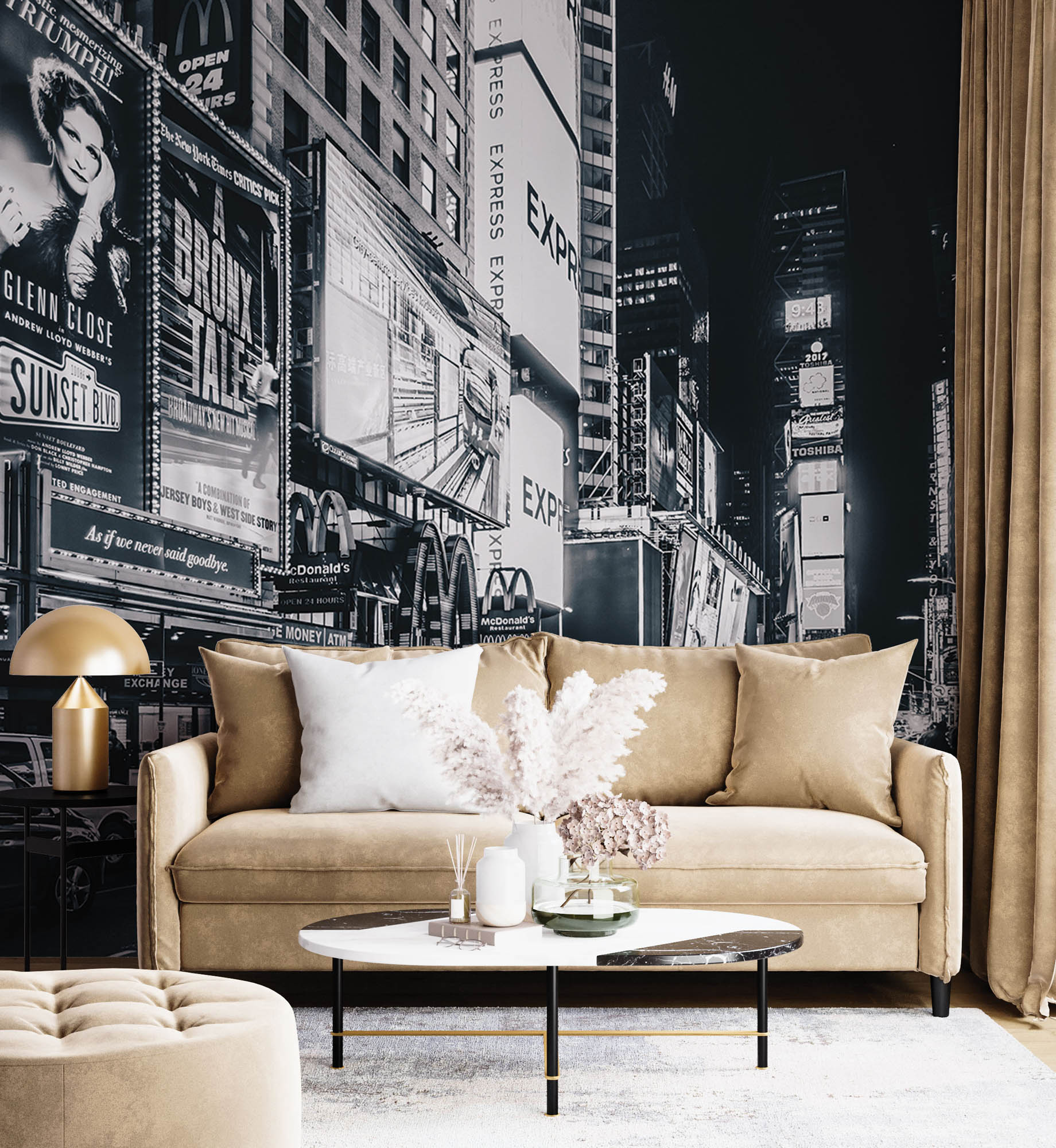 Broadway in zwart-wit - LW00331 Fotobehang