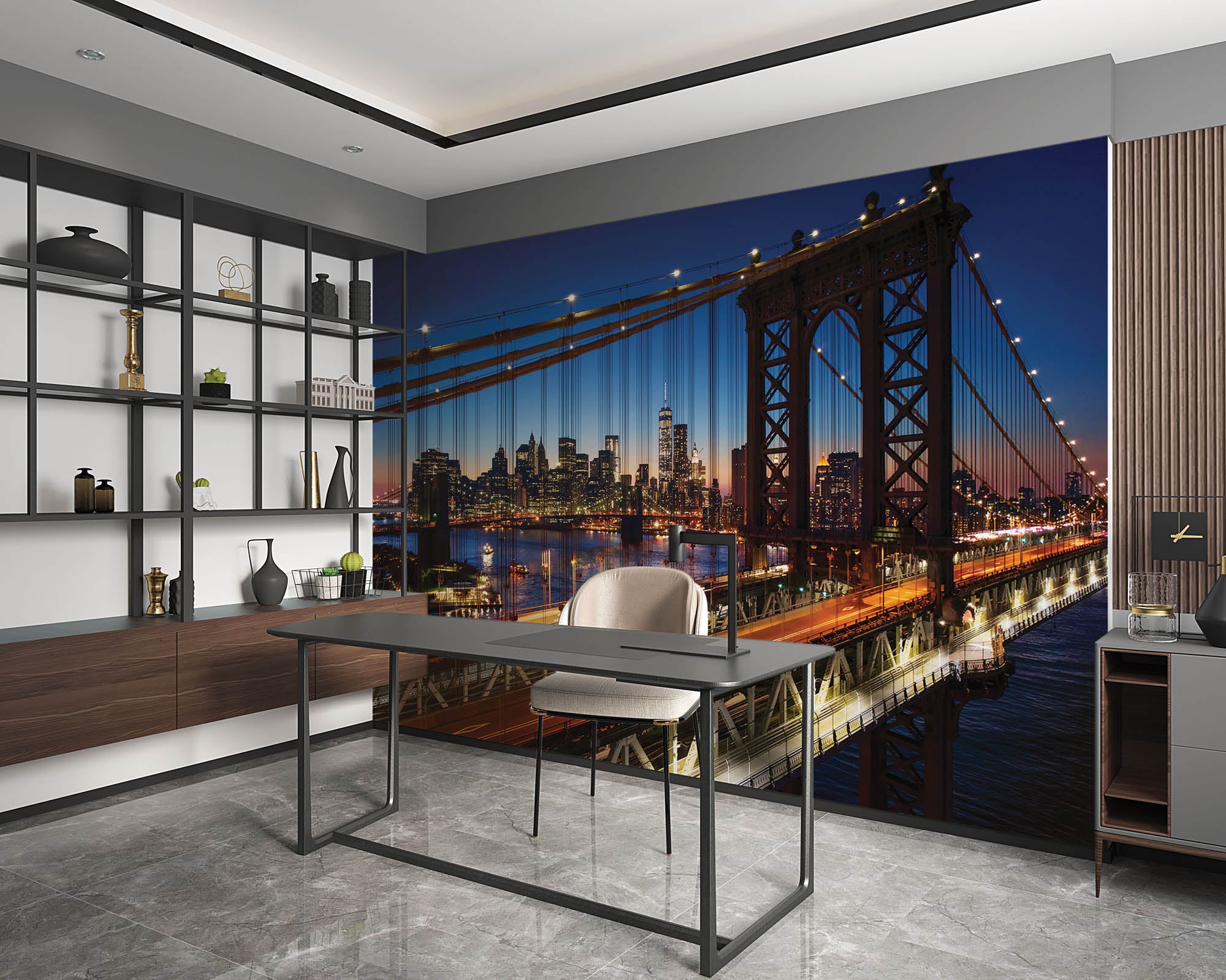 Brooklyn brug bij zonsondergang  - LW00317 Fotobehang