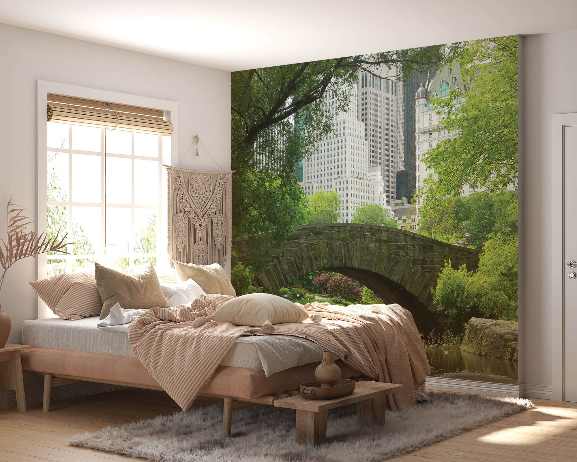 Brug in groen park - LW00323 Fotobehang