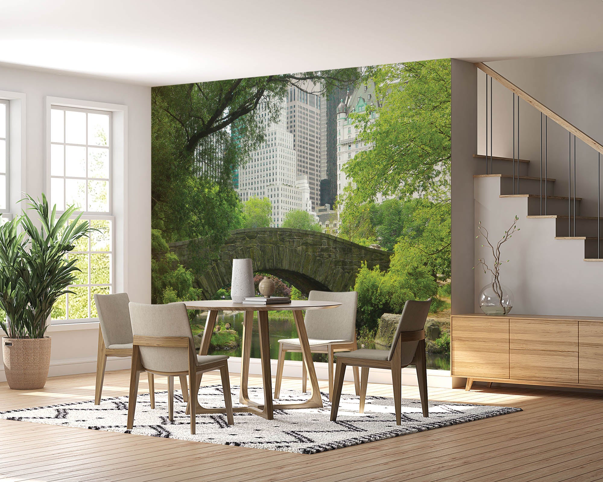 Brug in groen park - LW00323 Fotobehang