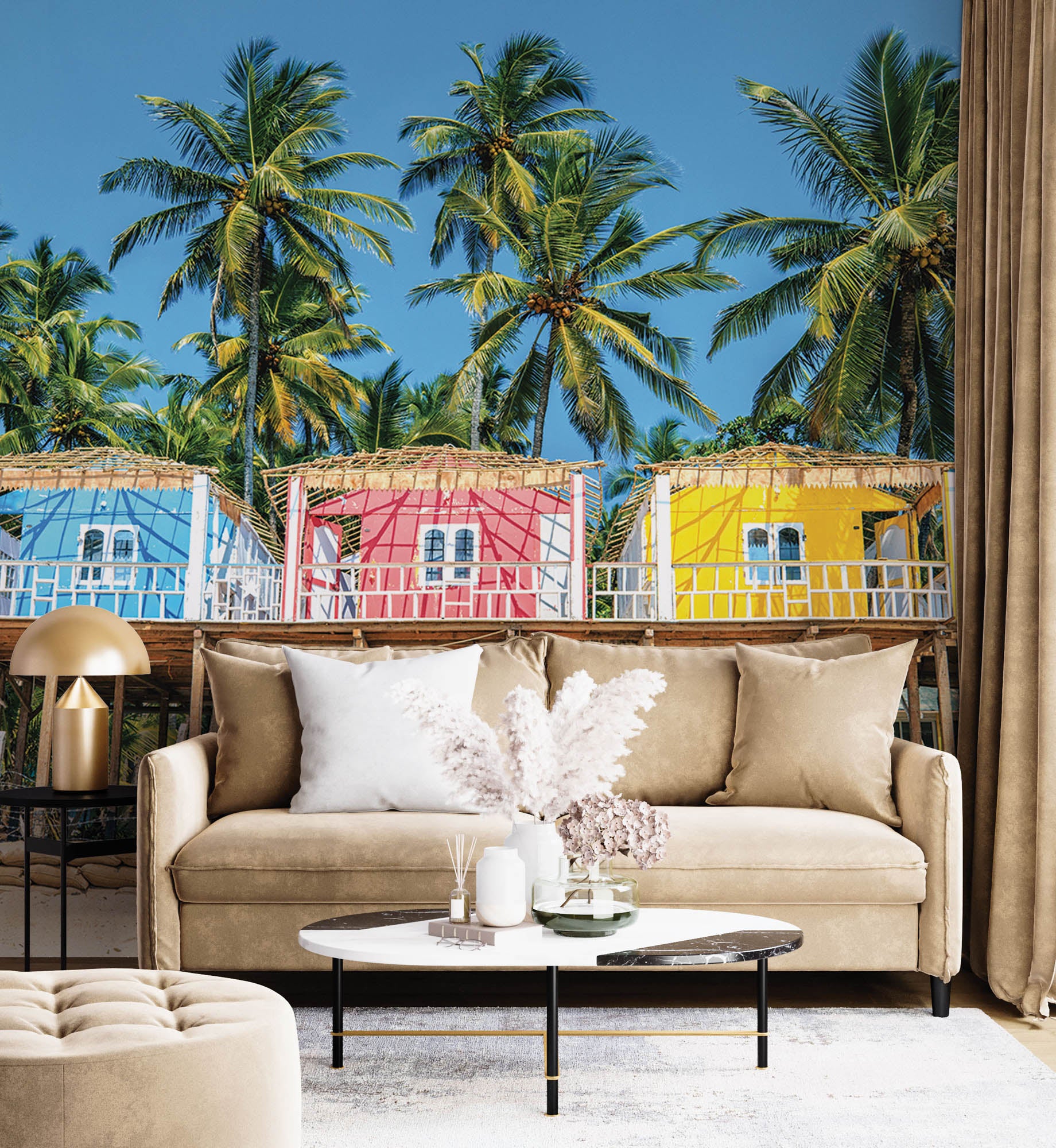 Bungalows strand India  - LW00434 Fotobehang