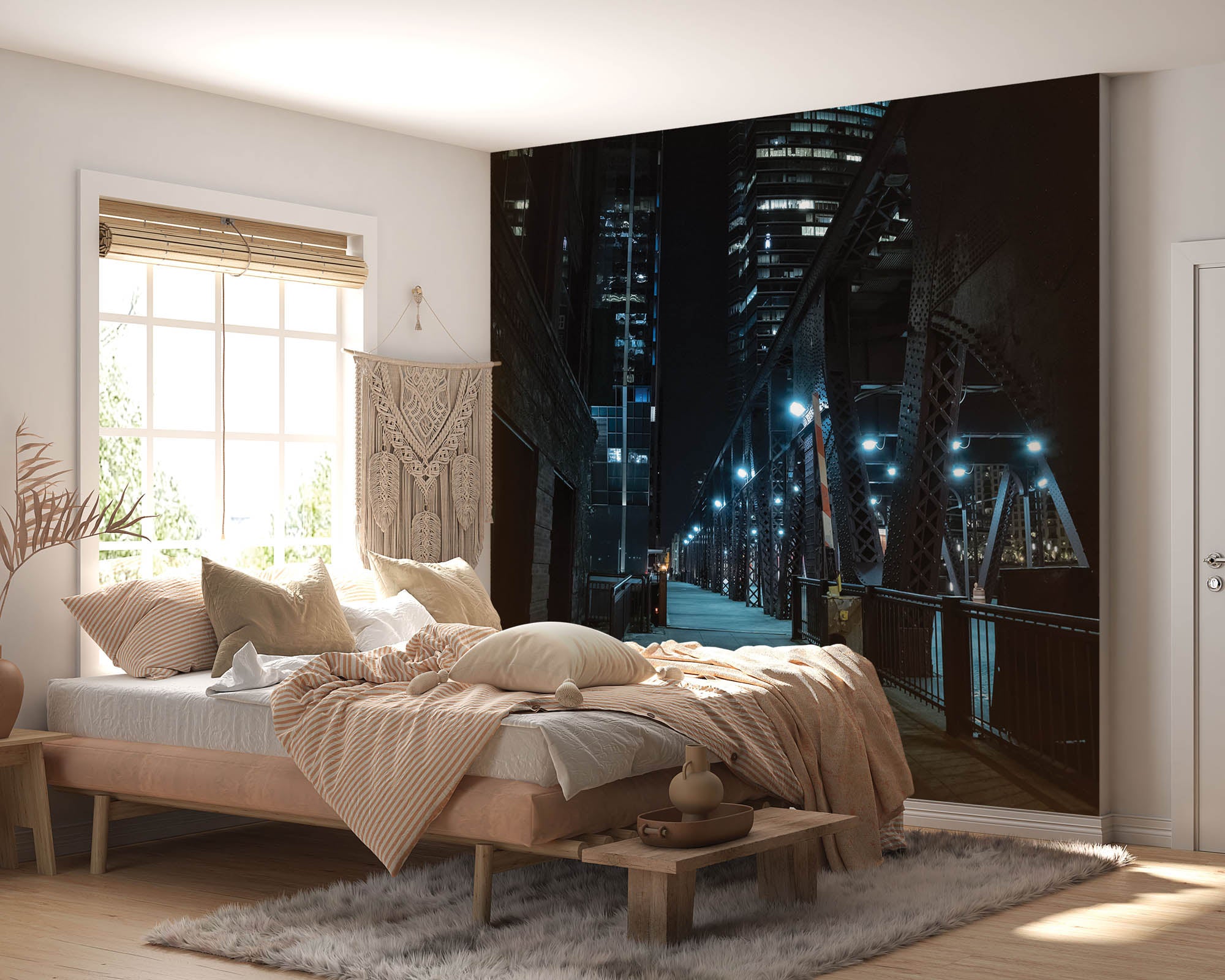 Chicago stad in de nacht - LW00386 Fotobehang