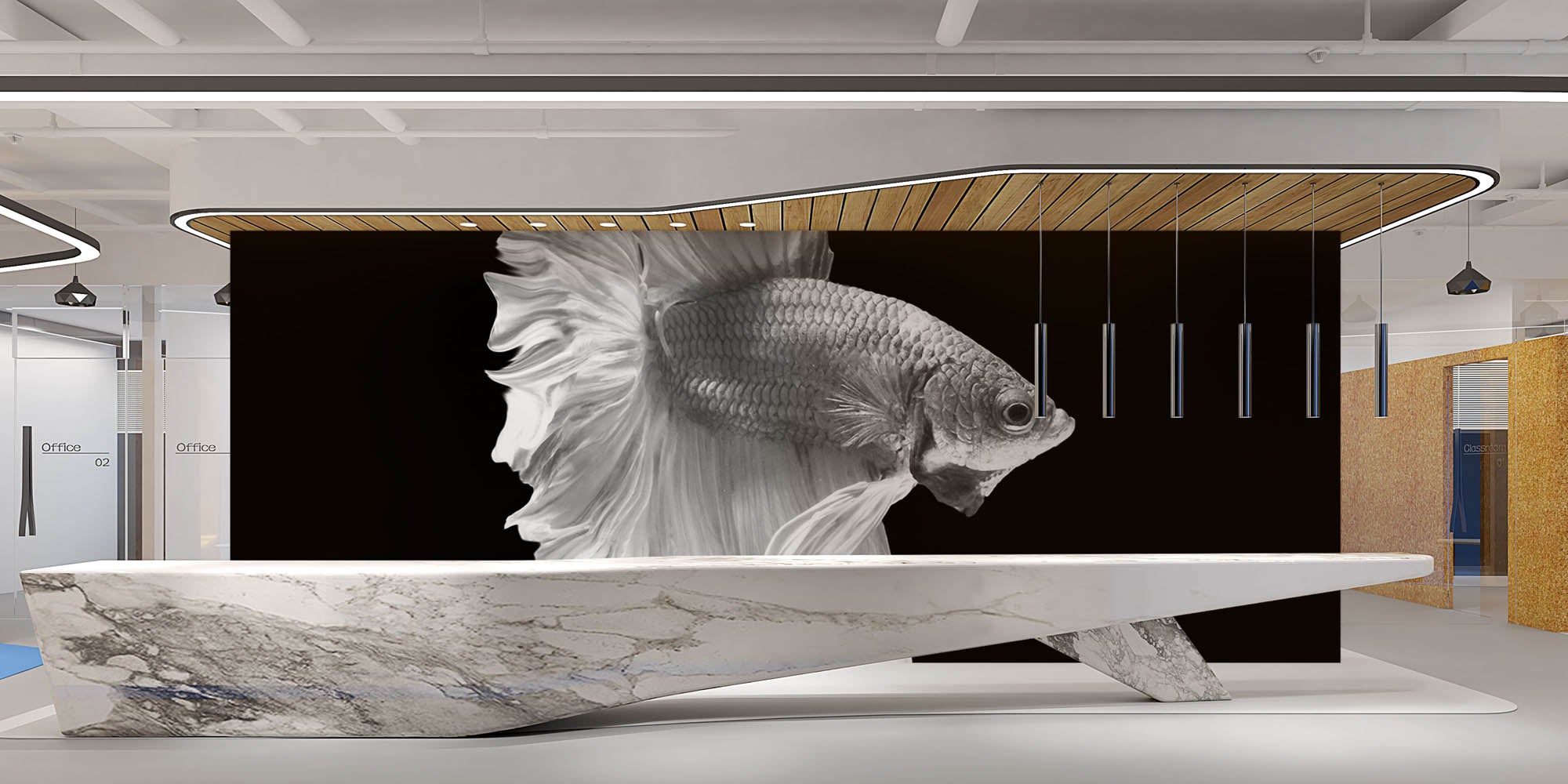 Crown Tail Betta vis- LW00229 Fotobehang