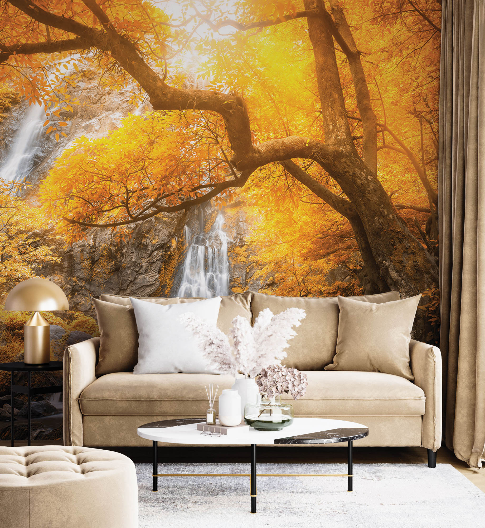 De Klong Lan waterval in de herfst - LW00258 Fotobehang