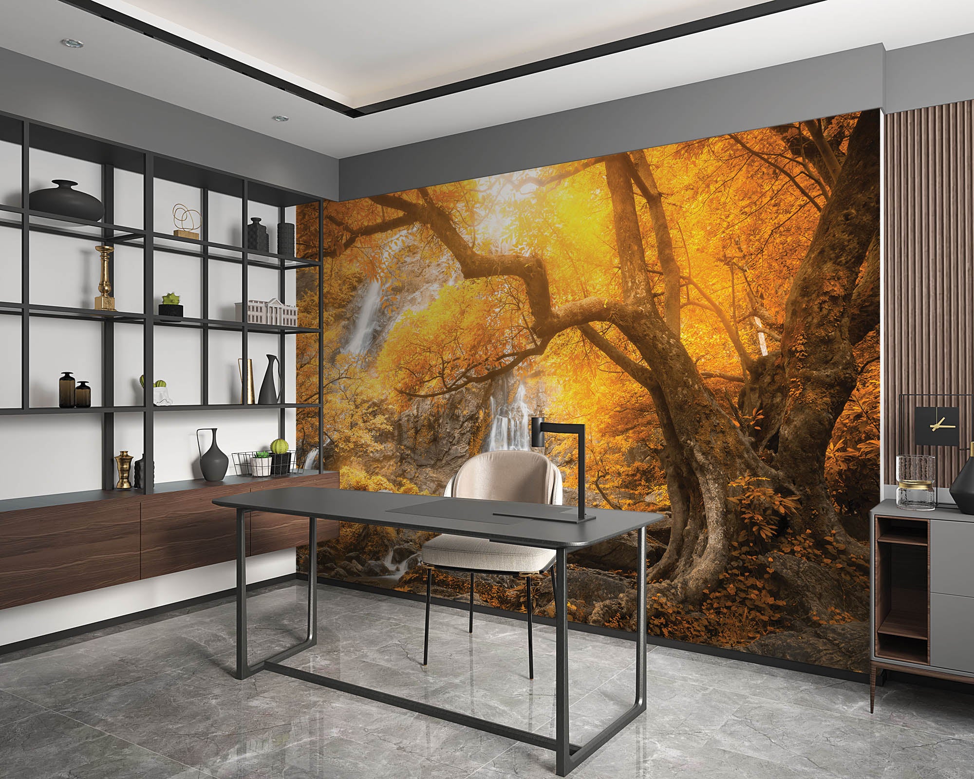 De Klong Lan waterval in de herfst - LW00258 Fotobehang