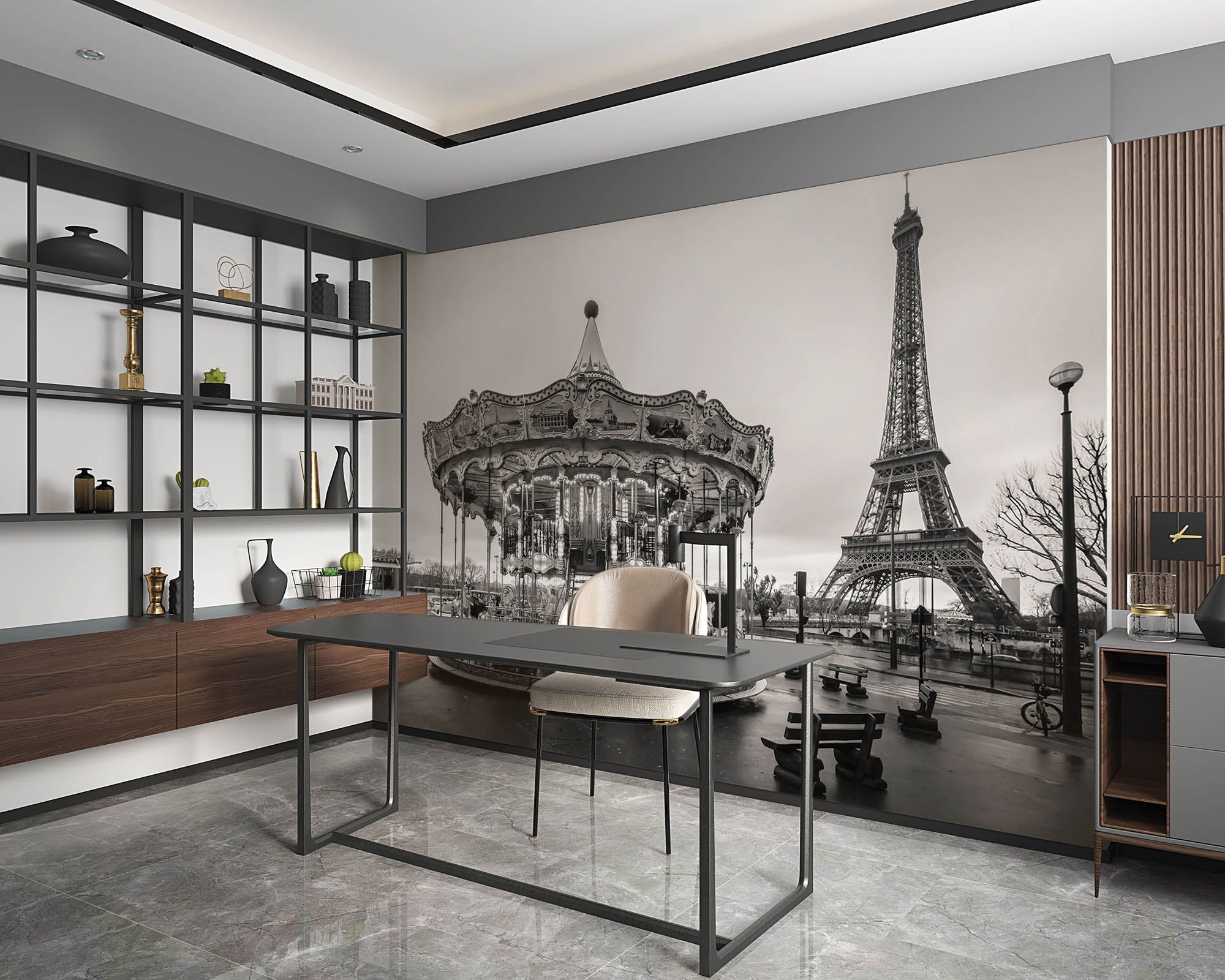 Draaimolen en Eiffeltoren - LW00358 Fotobehang