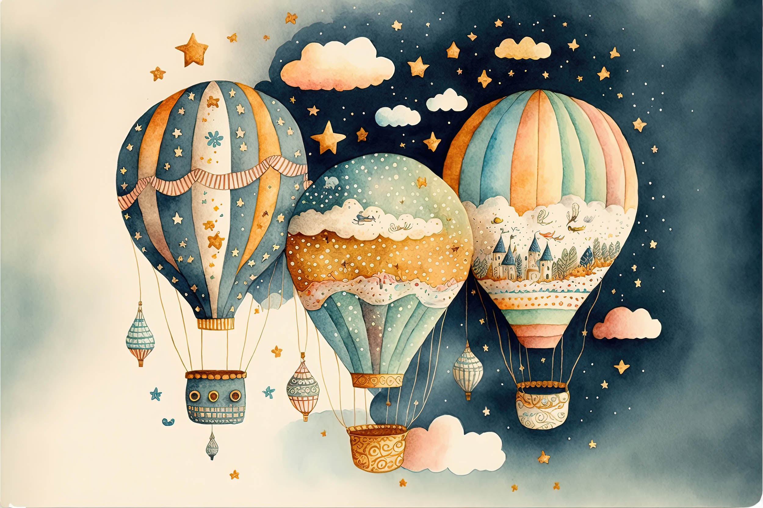 Dromerige Luchtballonnen in de Nachtelijke Hemel - LW00858