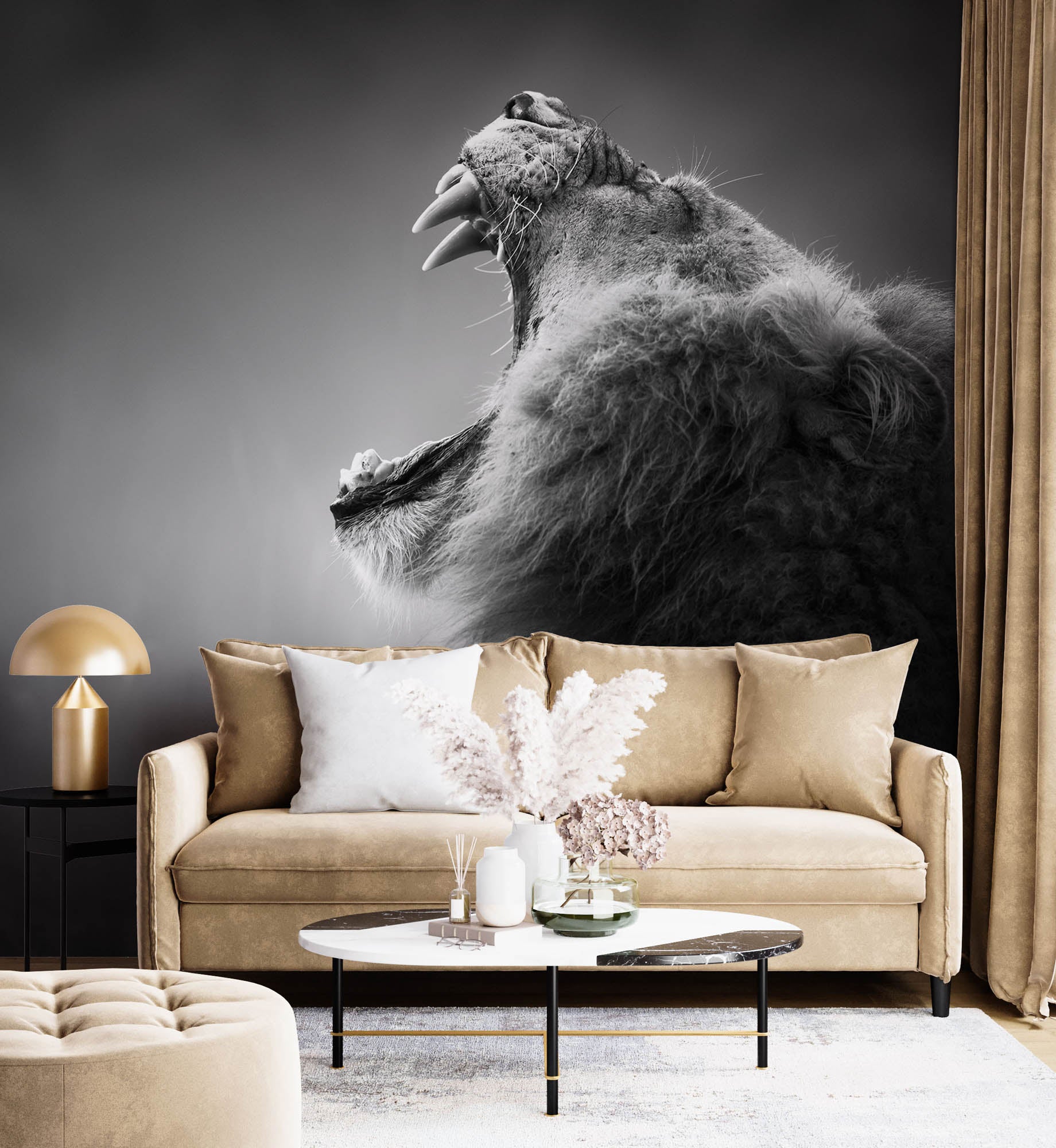 Een geeuwende leeuw - LW00210 Fotobehang