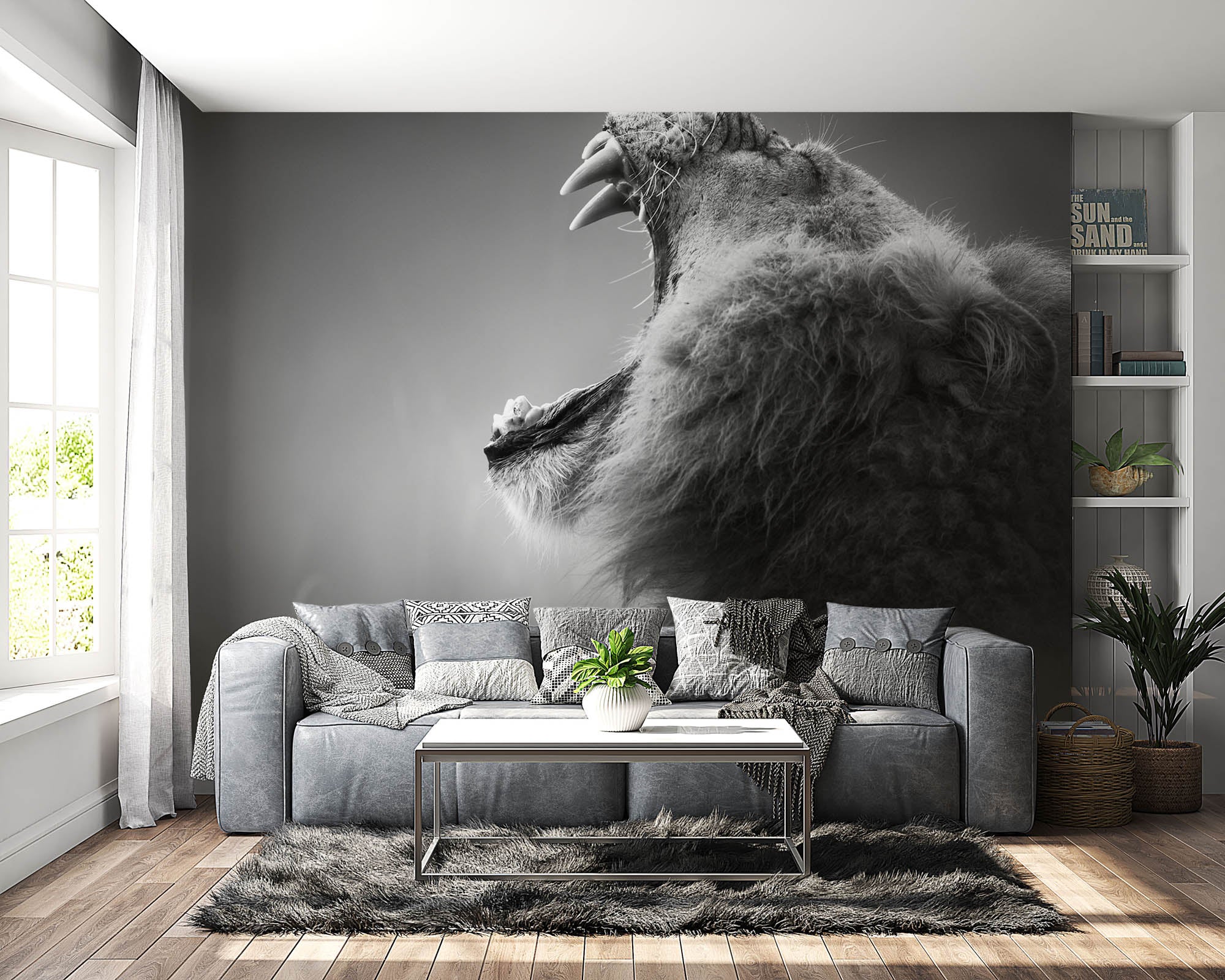 Een geeuwende leeuw - LW00210 Fotobehang