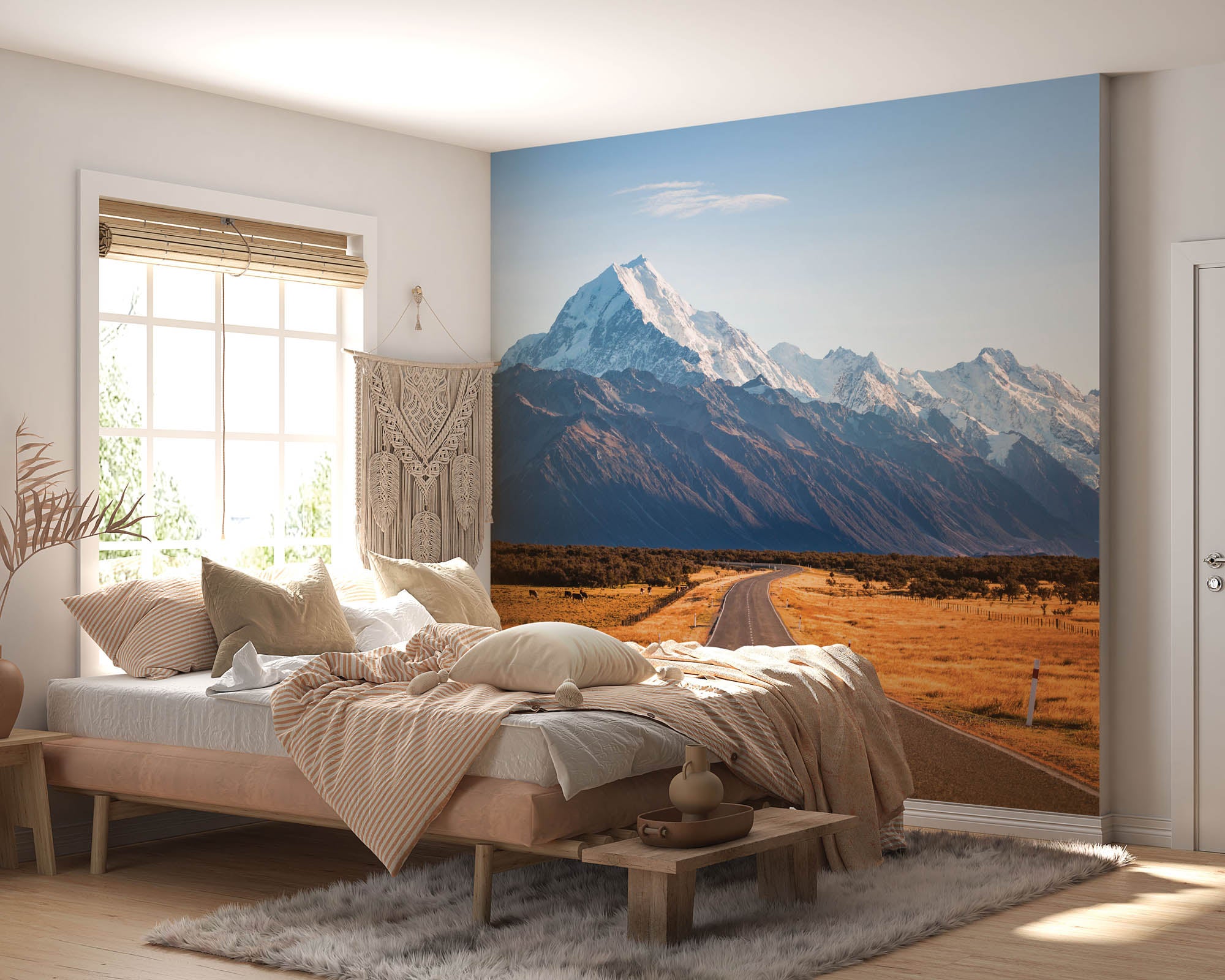 Een weg met bergen op achtergrond  - LW00133 Fotobehang