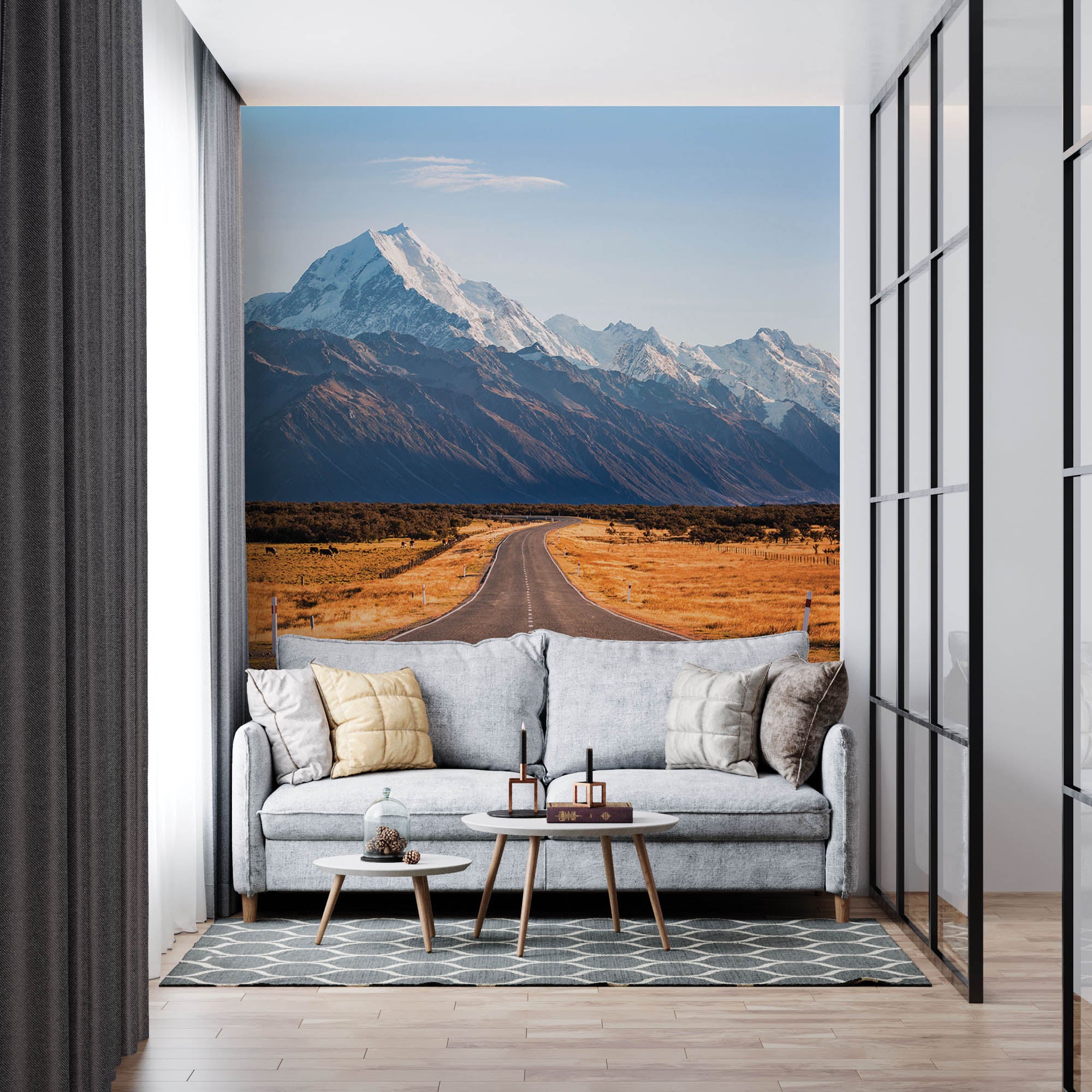 Een weg met bergen op achtergrond  - LW00133 Fotobehang