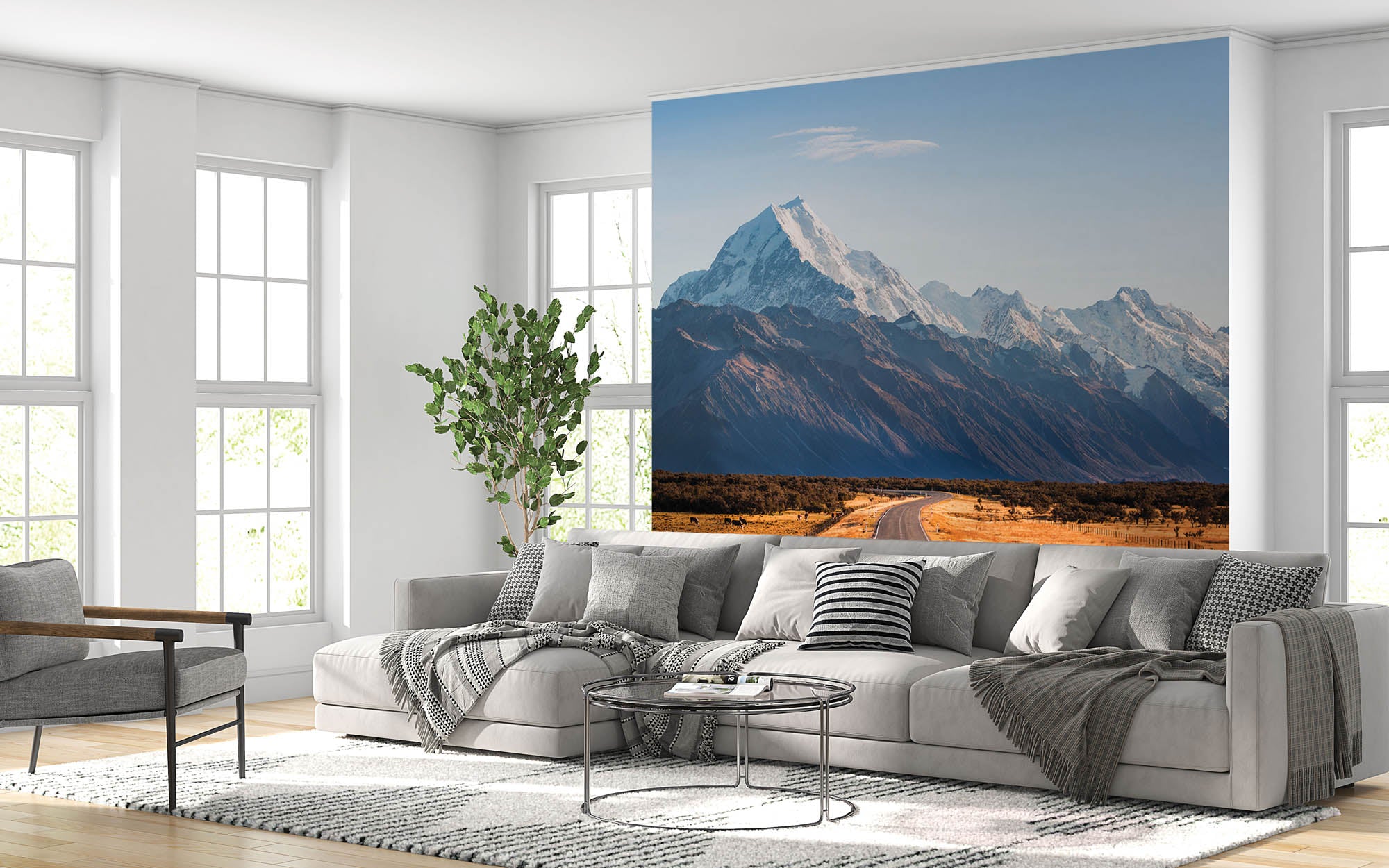 Een weg met bergen op achtergrond  - LW00133 Fotobehang