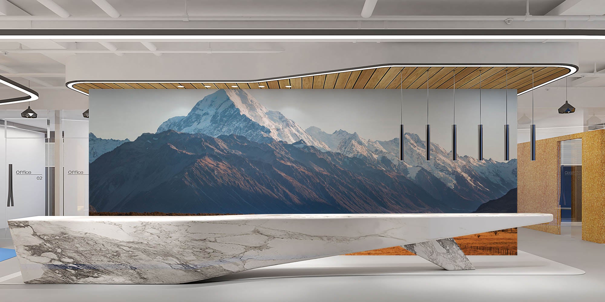 Een weg met bergen op achtergrond  - LW00133 Fotobehang