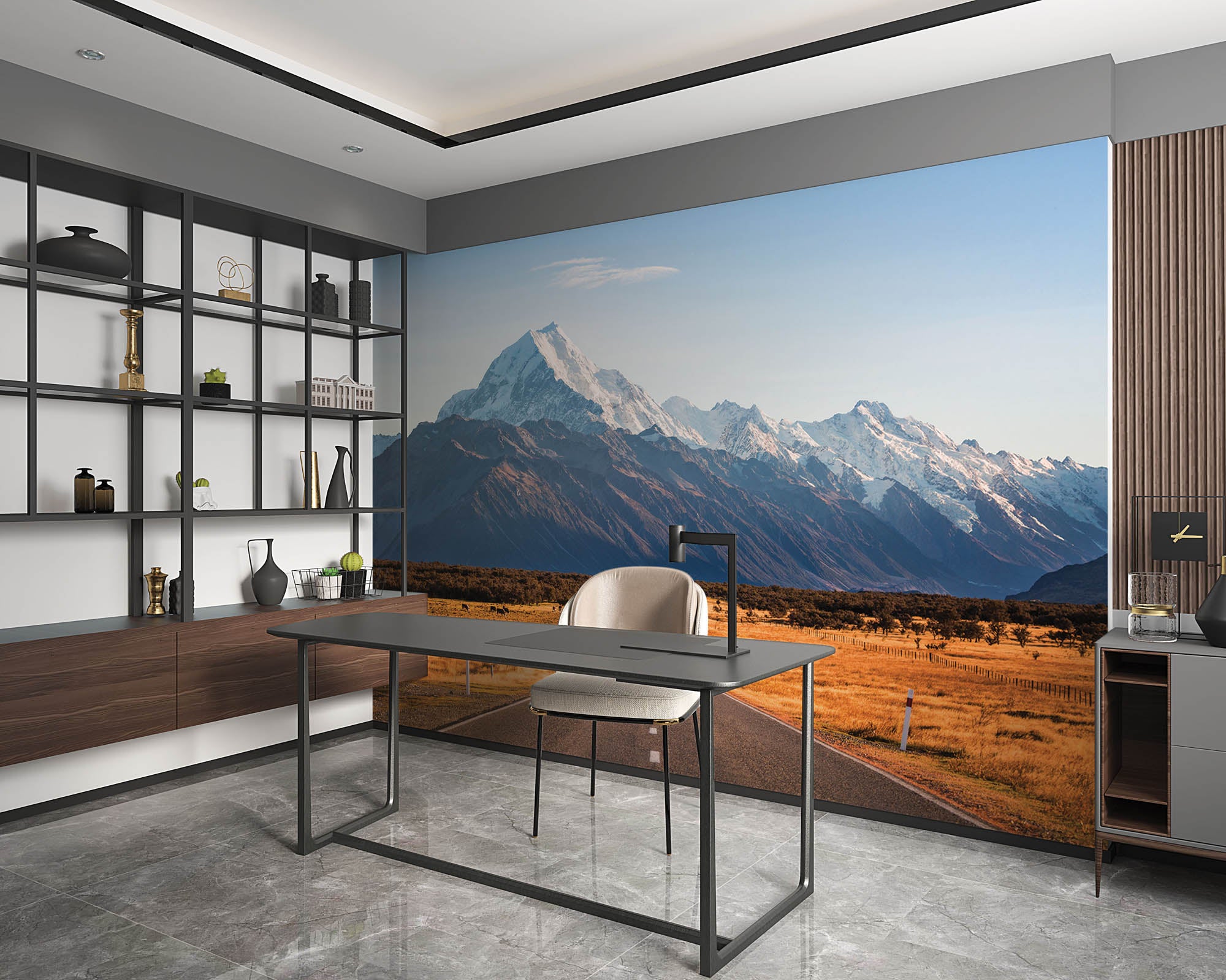 Een weg met bergen op achtergrond  - LW00133 Fotobehang