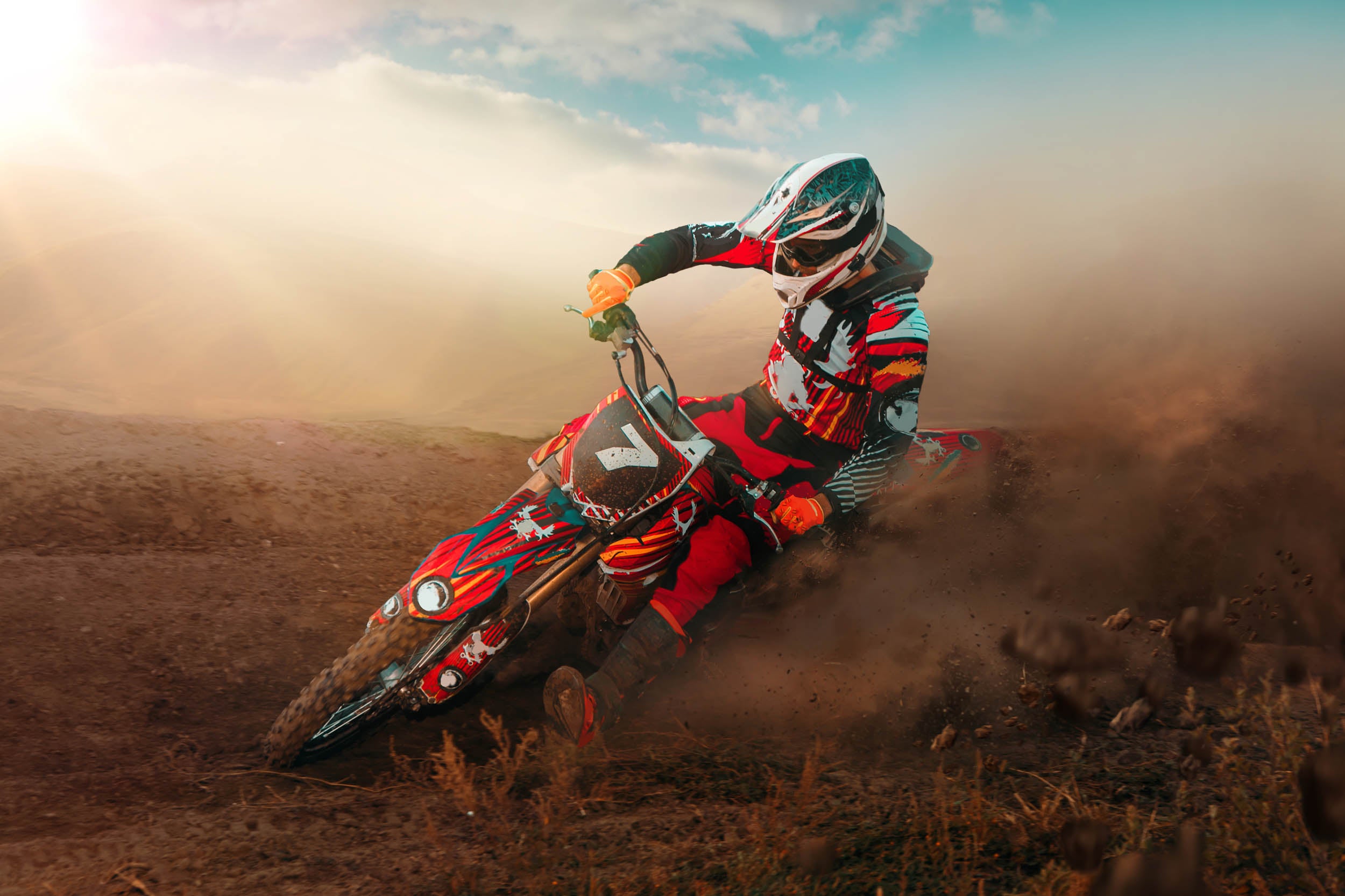 Extreme Motocross Actie in Woestijnlandschap - LW00803