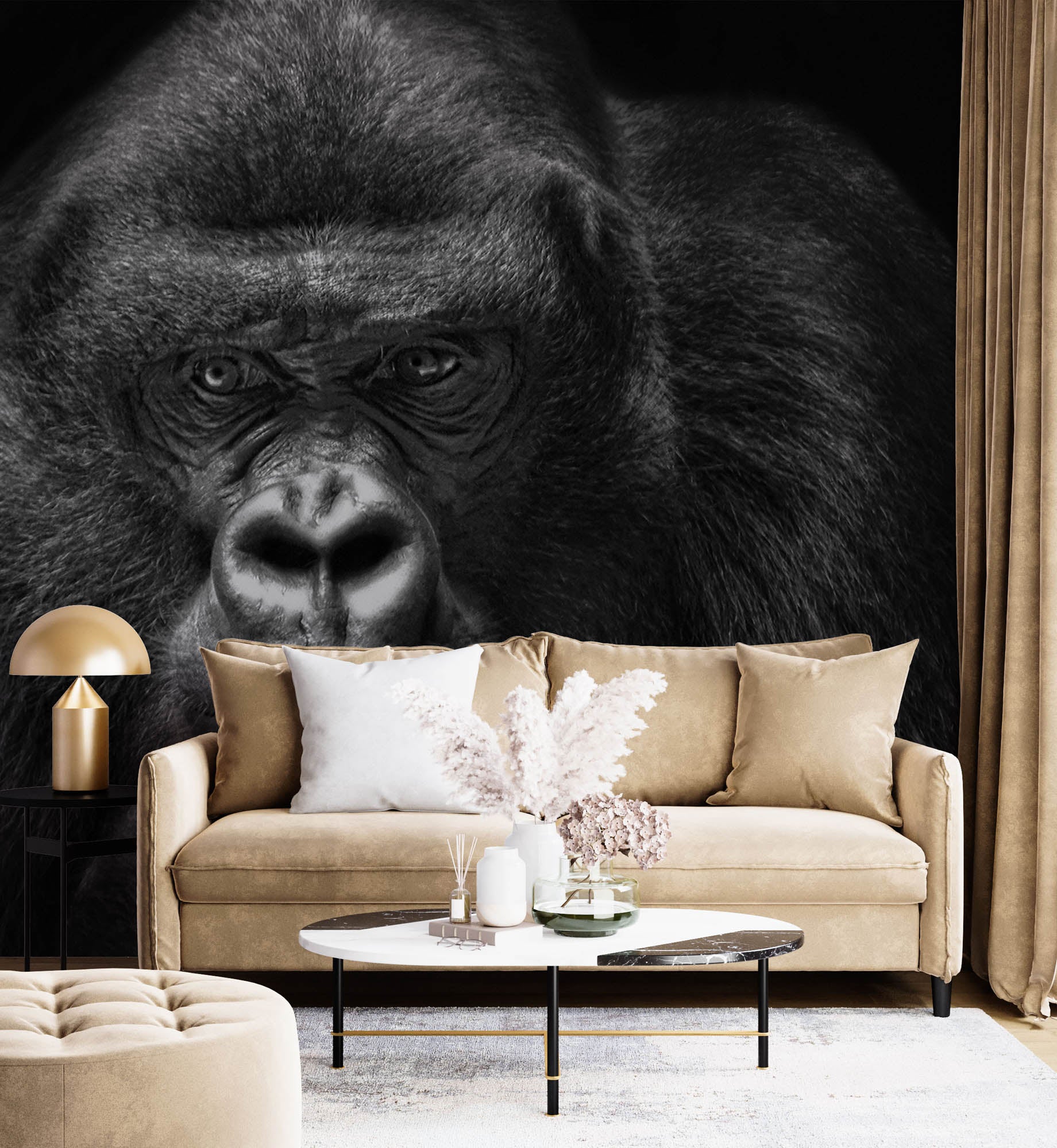 Gorilla op zwarte achtergrond - LW00214 Fotobehang