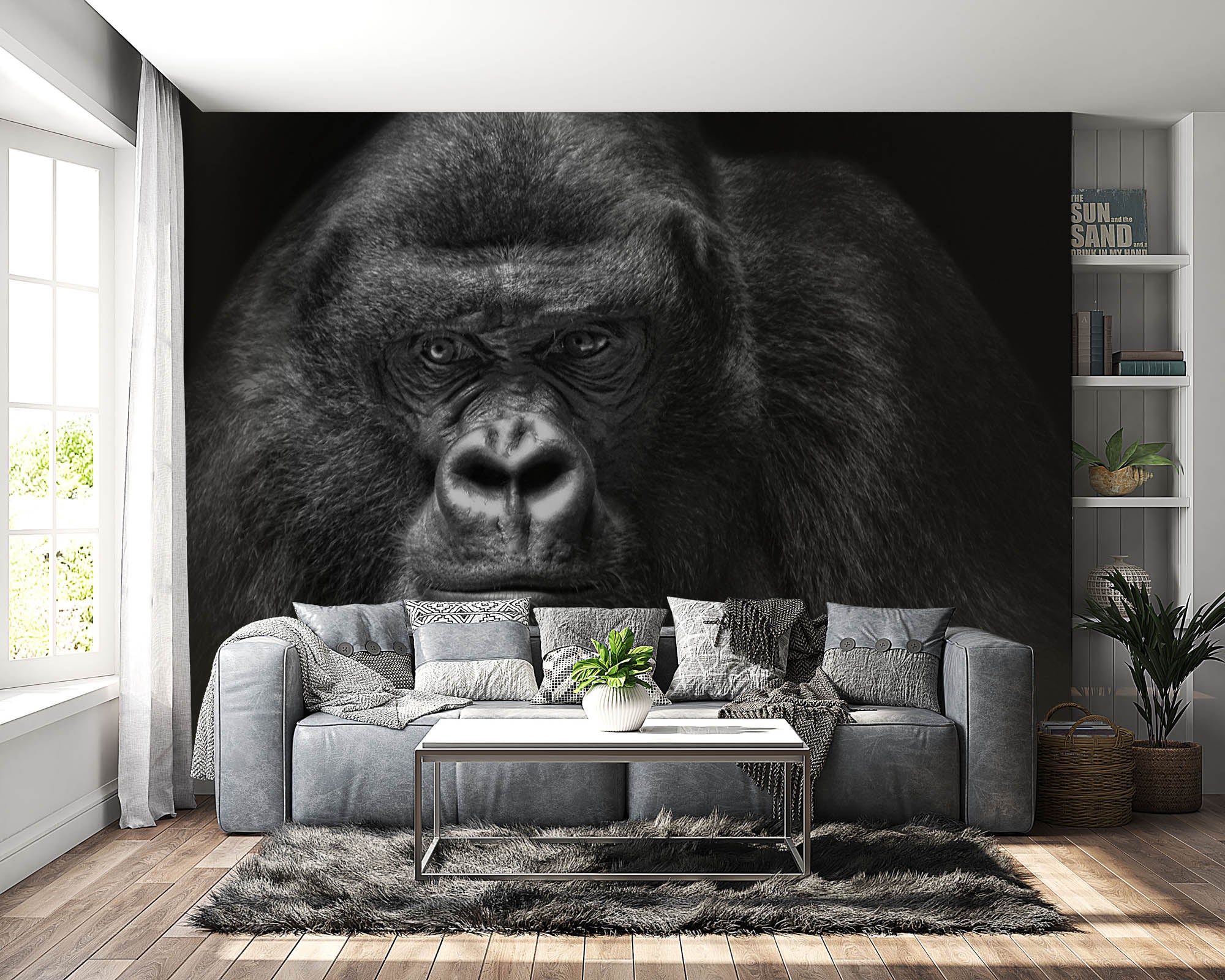 Gorilla op zwarte achtergrond - LW00214 Fotobehang