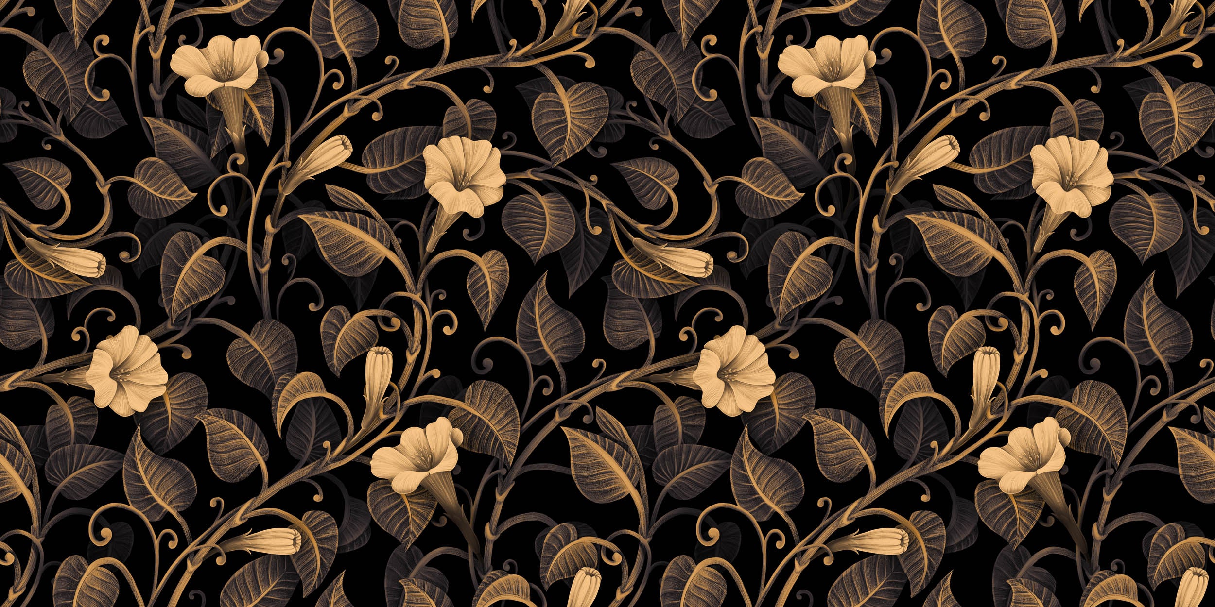 Gouden Bloemenmotief - LW00487 Fotobehang