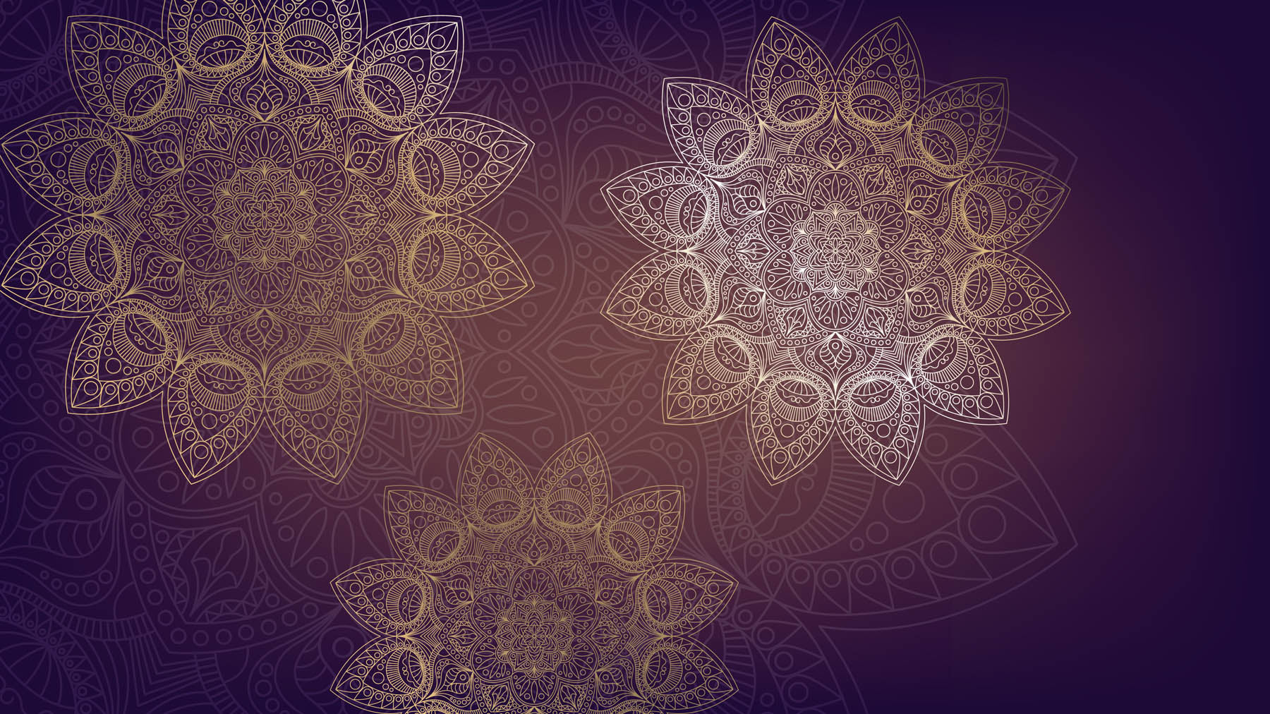 Gouden Mandala op Paarse Achtergrond - LW00646 Fotobehang