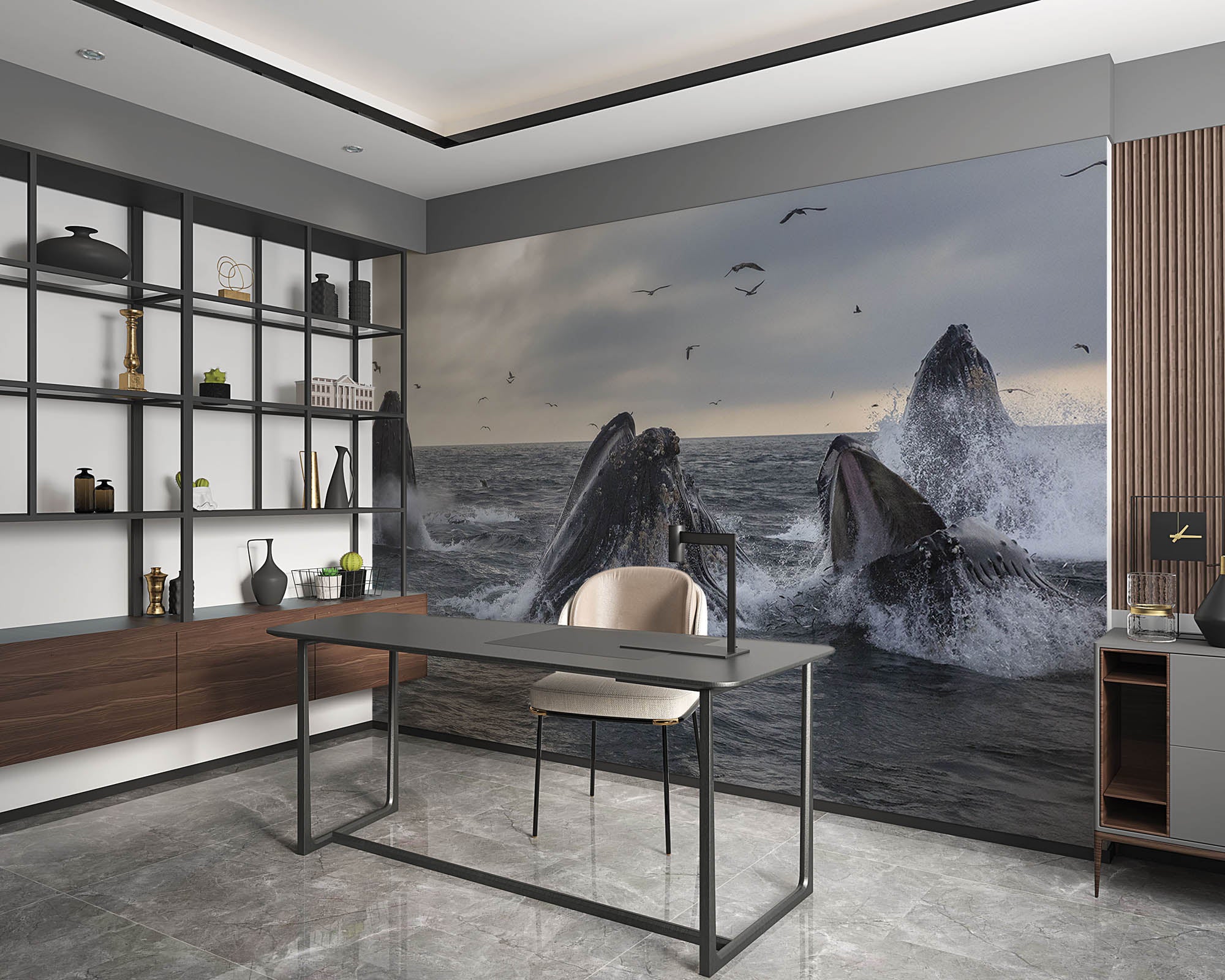 Groep grijze walvissen - LW00184 Fotobehang