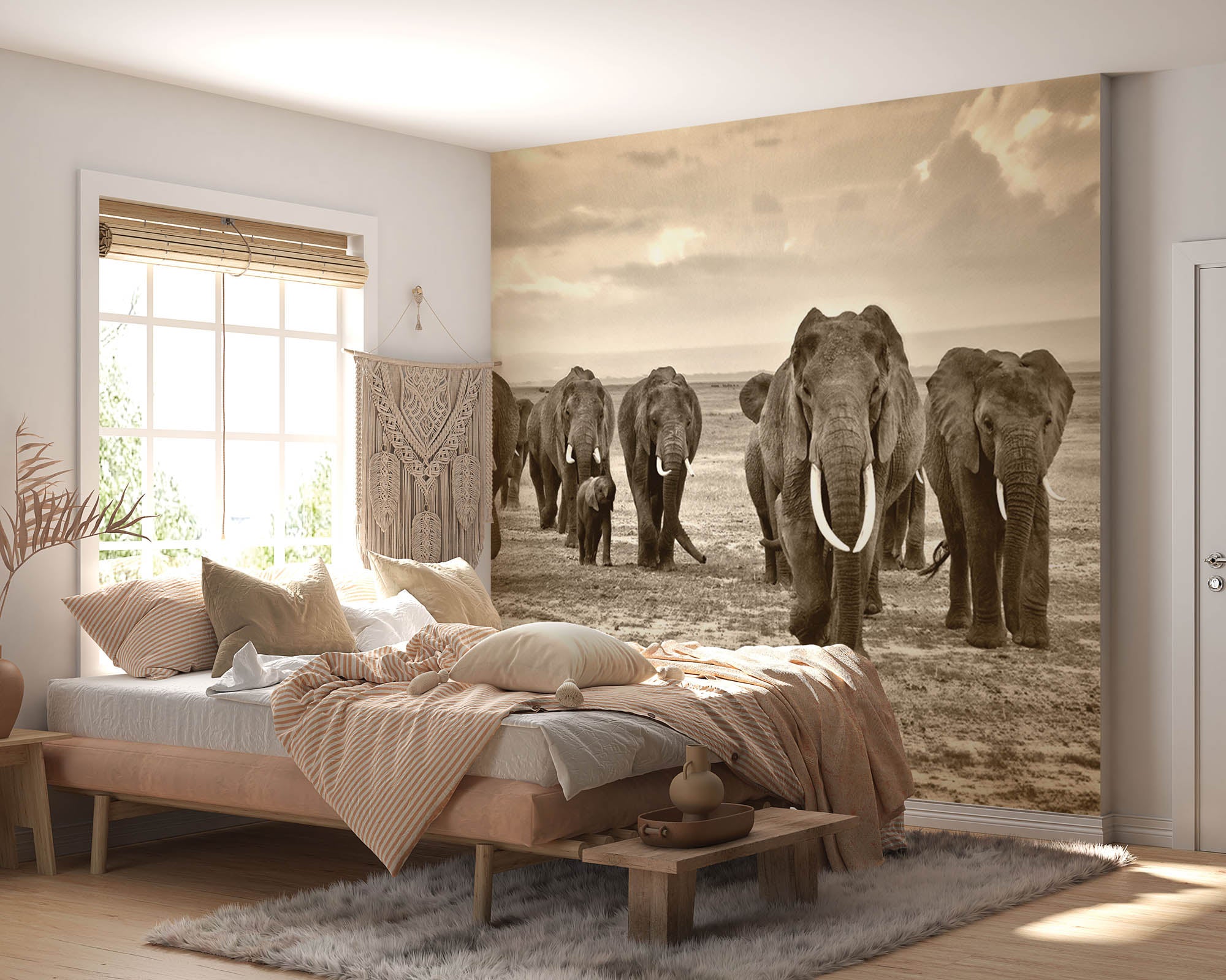 Groep lopende olifanten - LW00170 Fotobehang