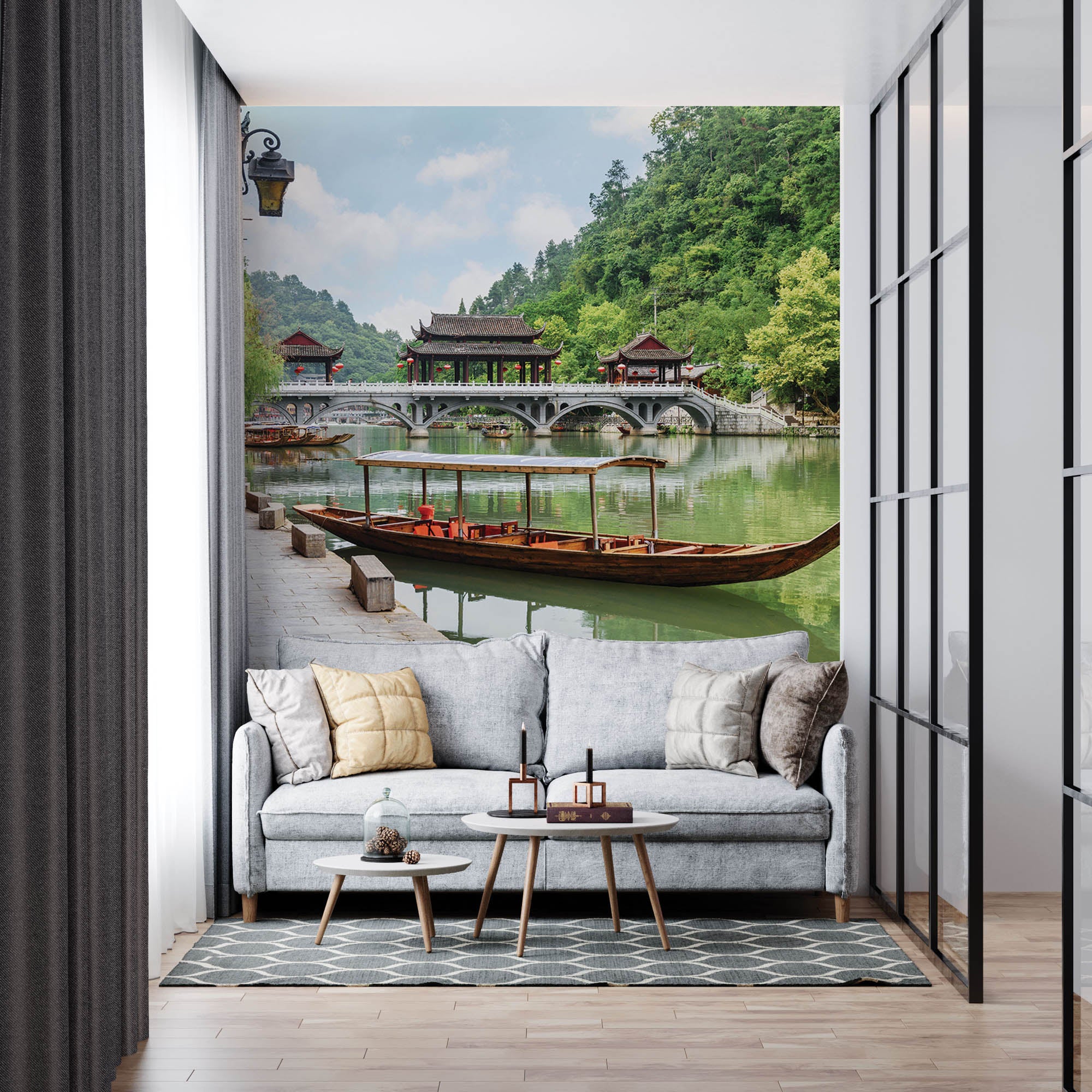 Houten Chinese boot - LW00095 Fotobehang