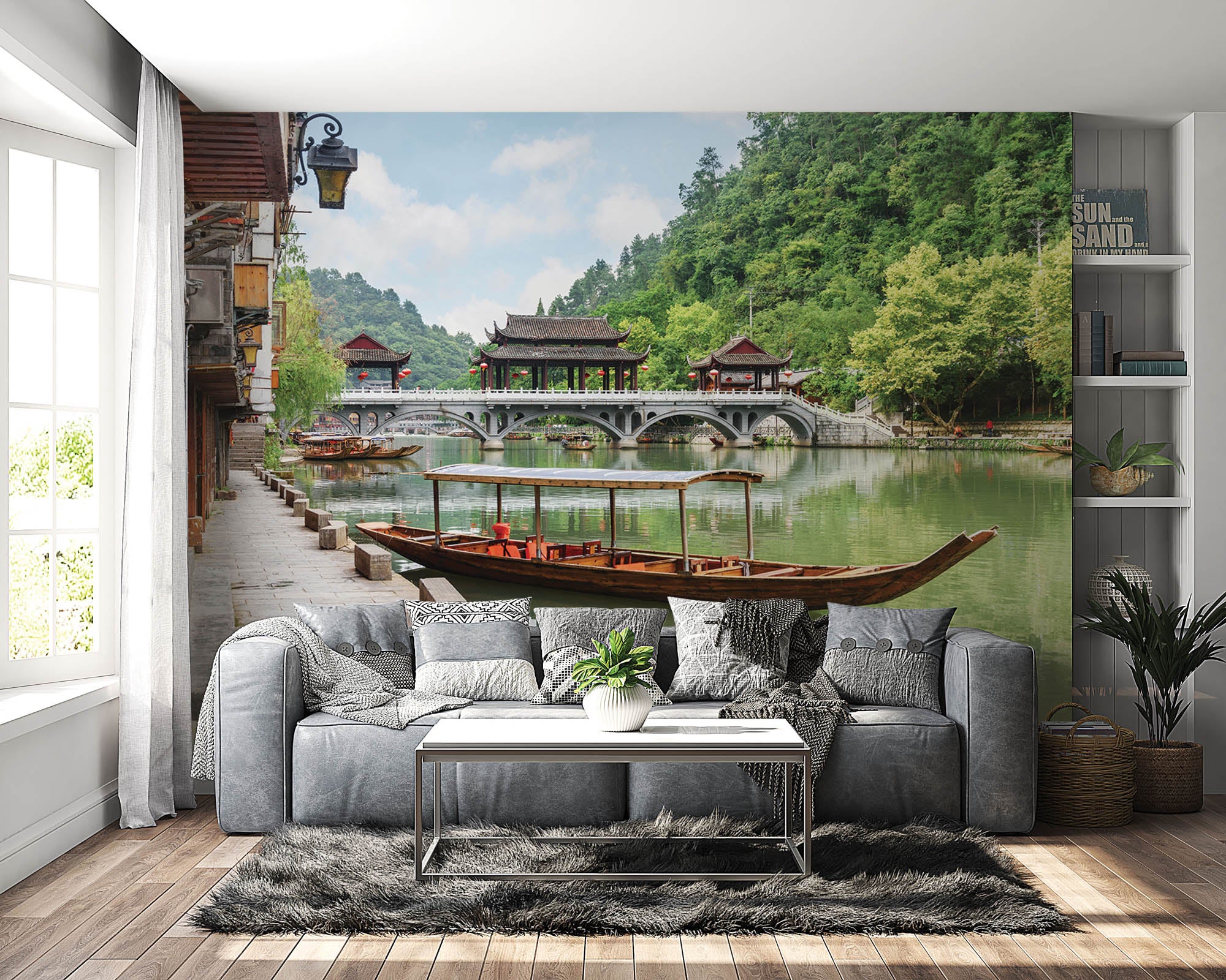 Houten Chinese boot - LW00095 Fotobehang