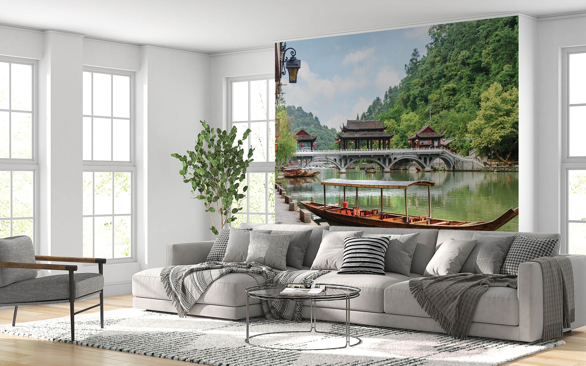 Houten Chinese boot - LW00095 Fotobehang