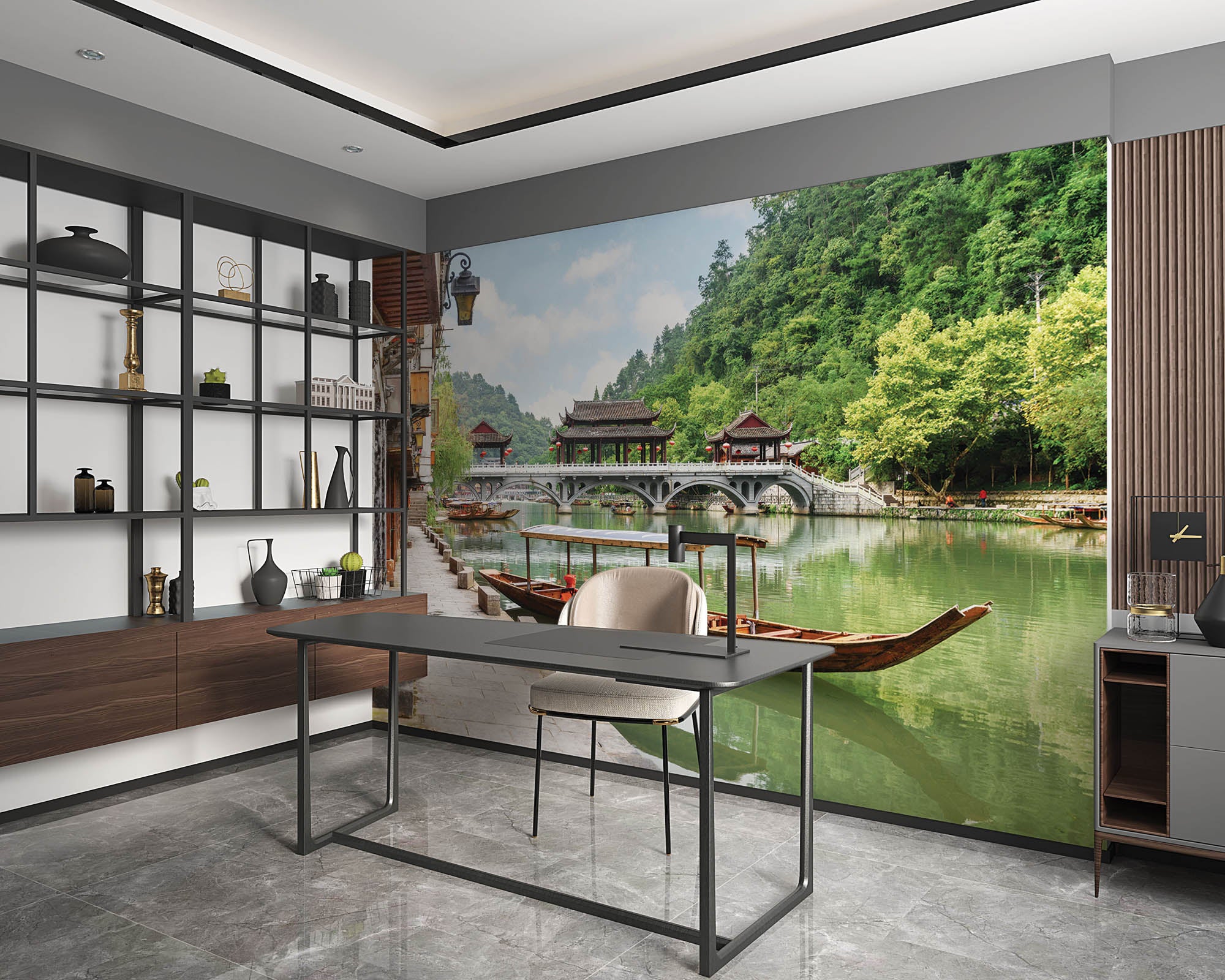 Houten Chinese boot - LW00095 Fotobehang