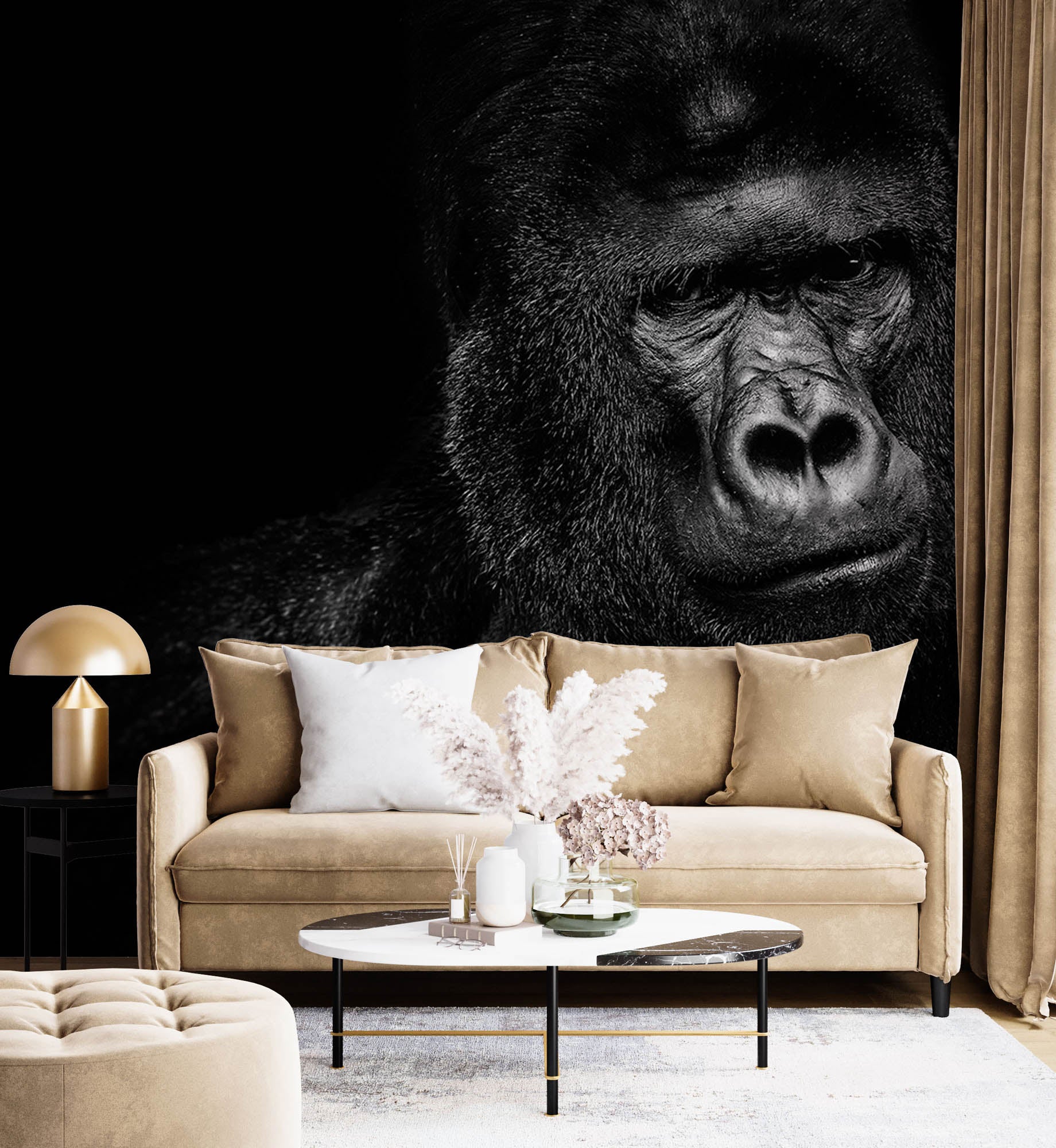 Indrukwekkende blik gorilla - LW00238 Fotobehang
