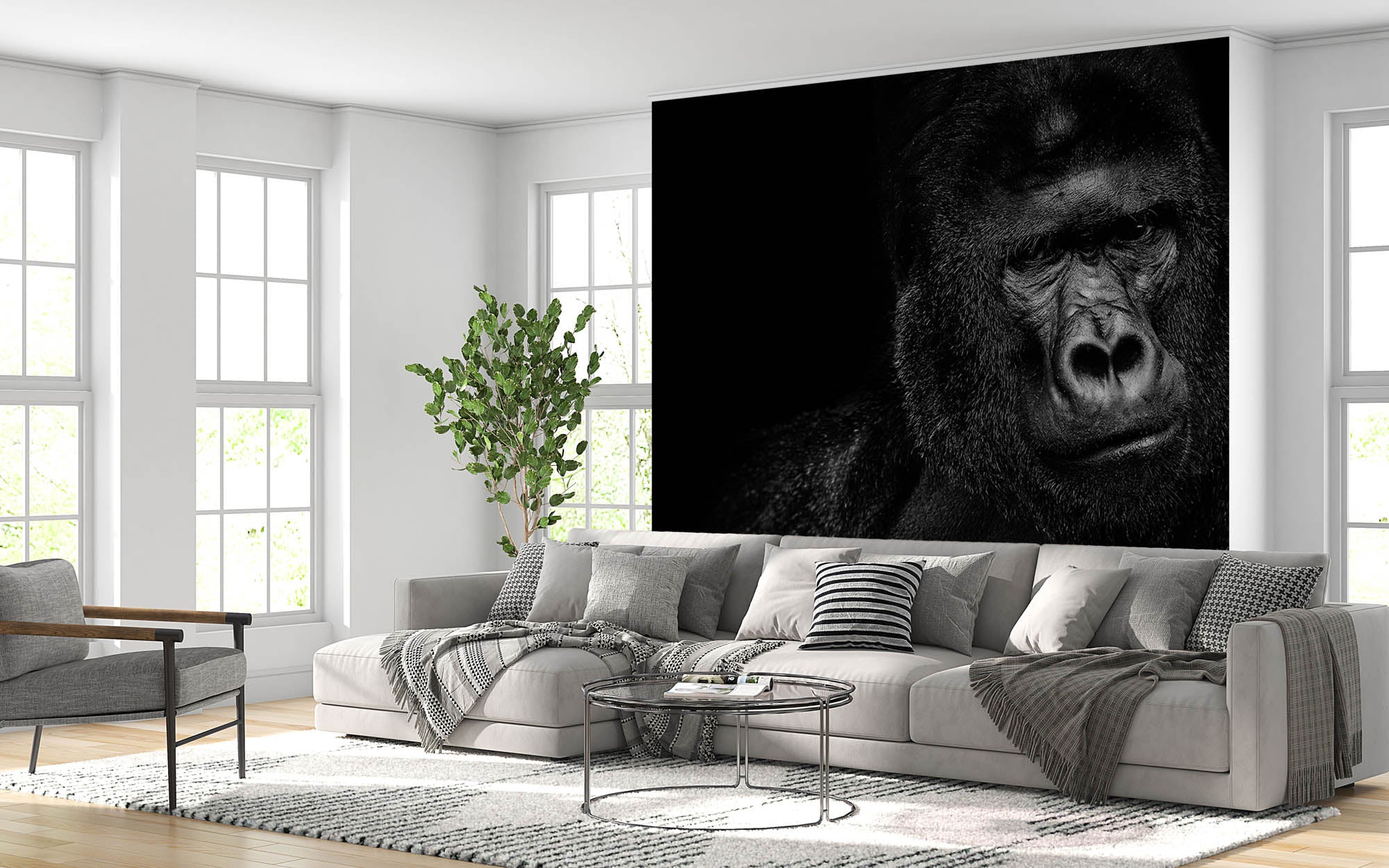 Indrukwekkende blik gorilla - LW00238 Fotobehang
