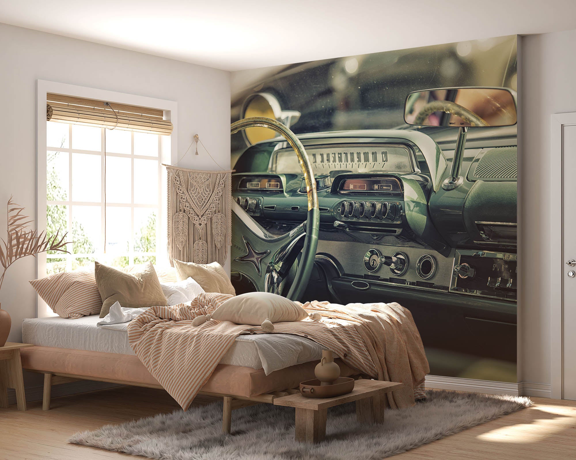 Interieur van vintage auto, dashboard  - LW00416 Fotobehang