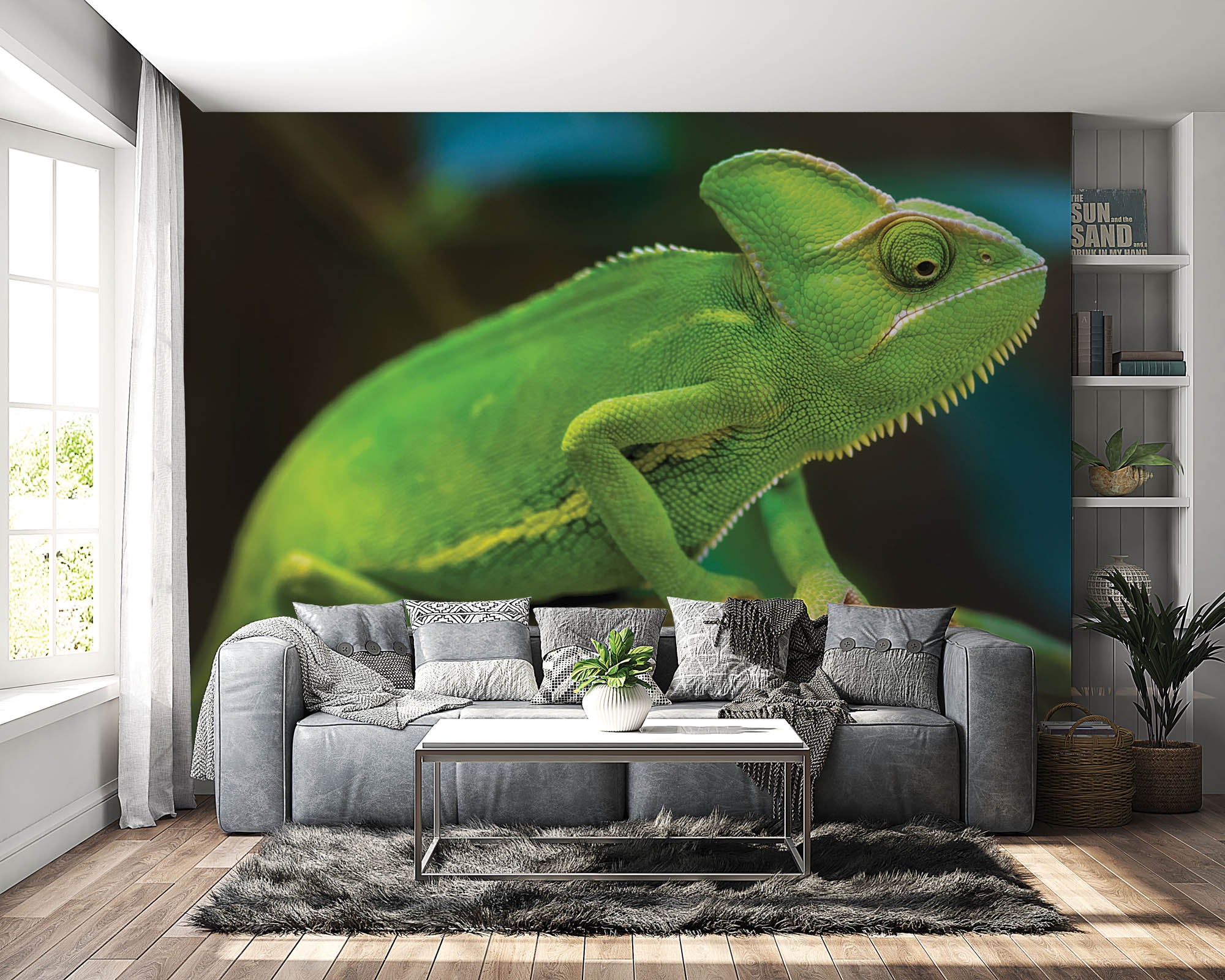 Kameleon op tak - LW00157 Fotobehang