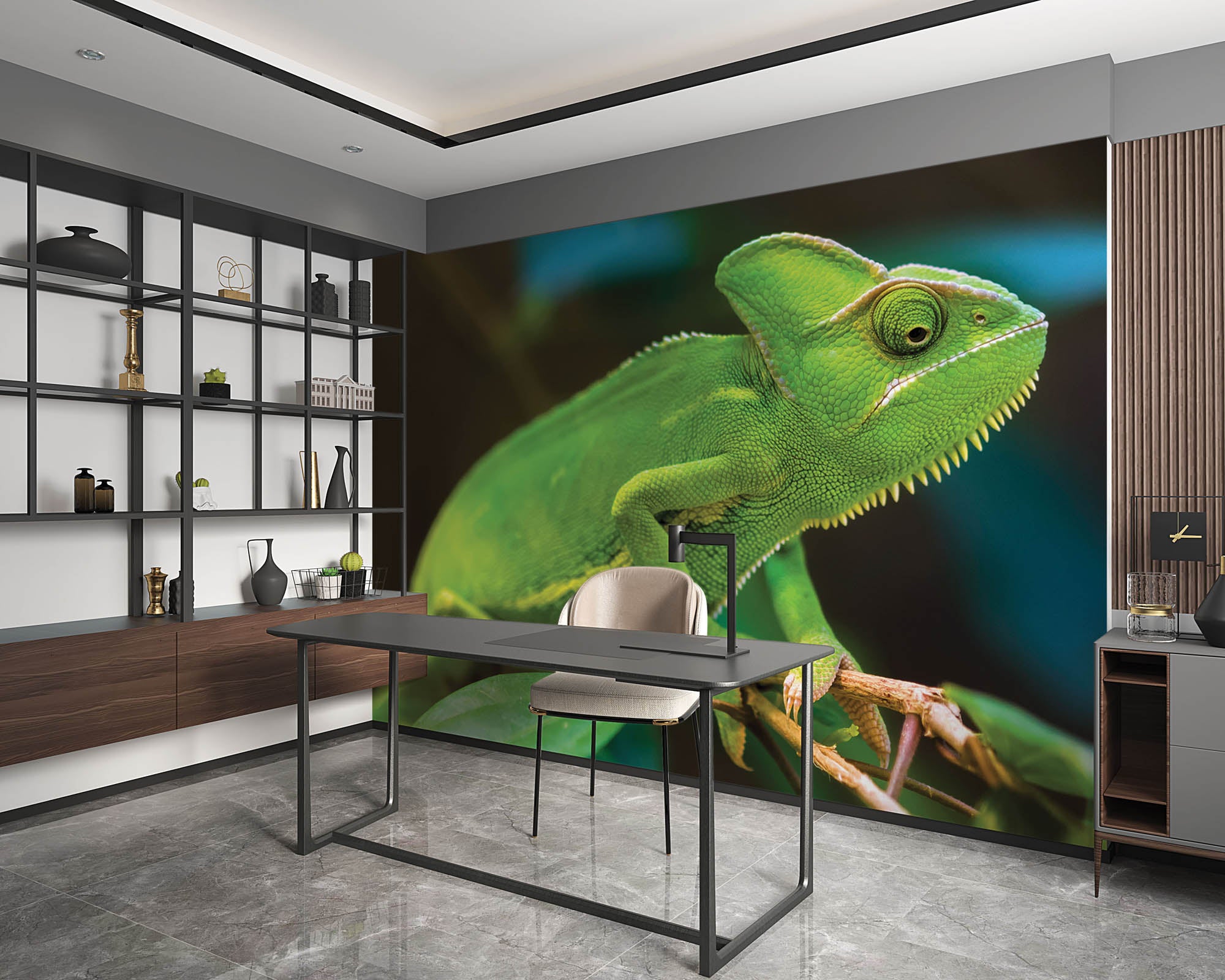 Kameleon op tak - LW00157 Fotobehang