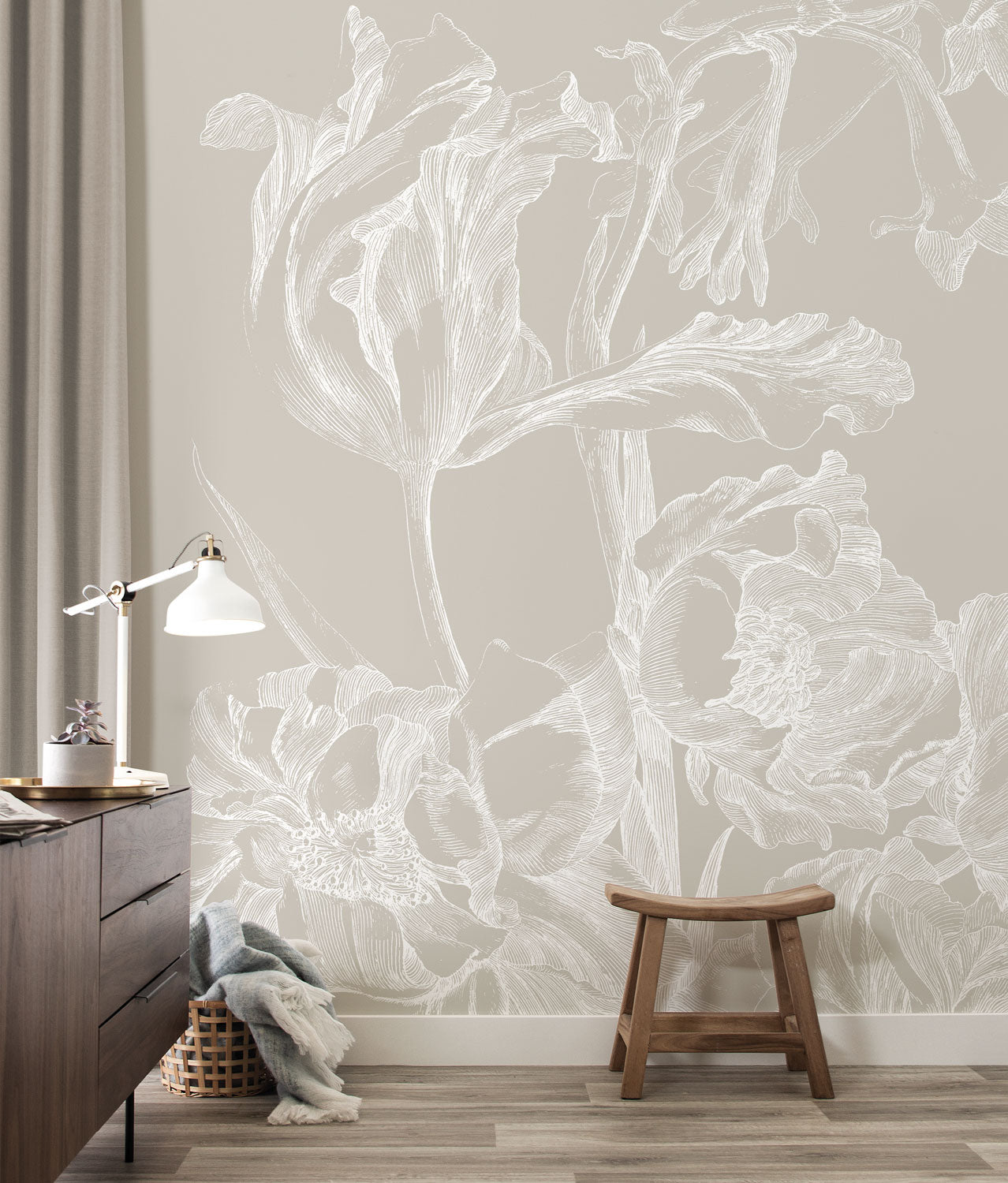 KEK Amsterdam Engraved Flowers Wallpaper WP-743-R - 4 Sheets Behang