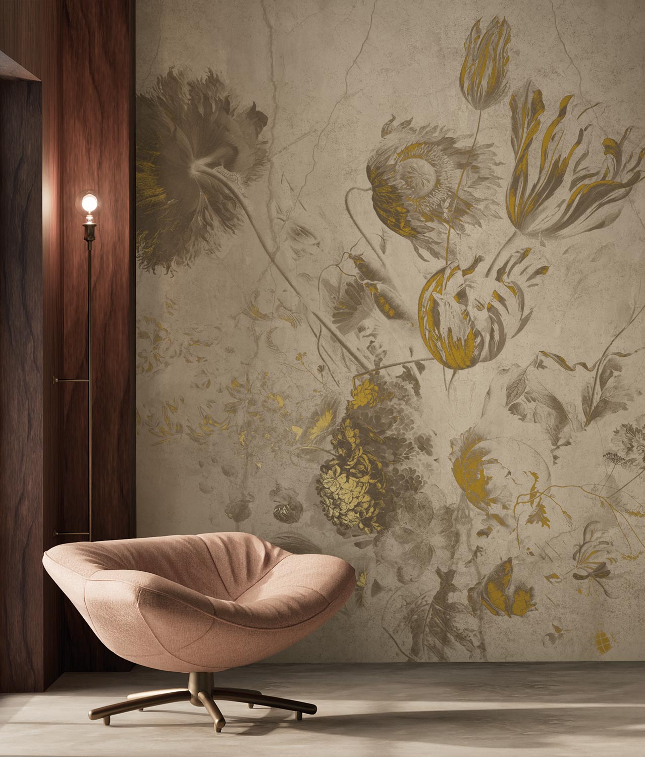 KEK Amsterdam Frans Uyterlinde Fresco Flowers FU-051 - 4 Sheets Behang