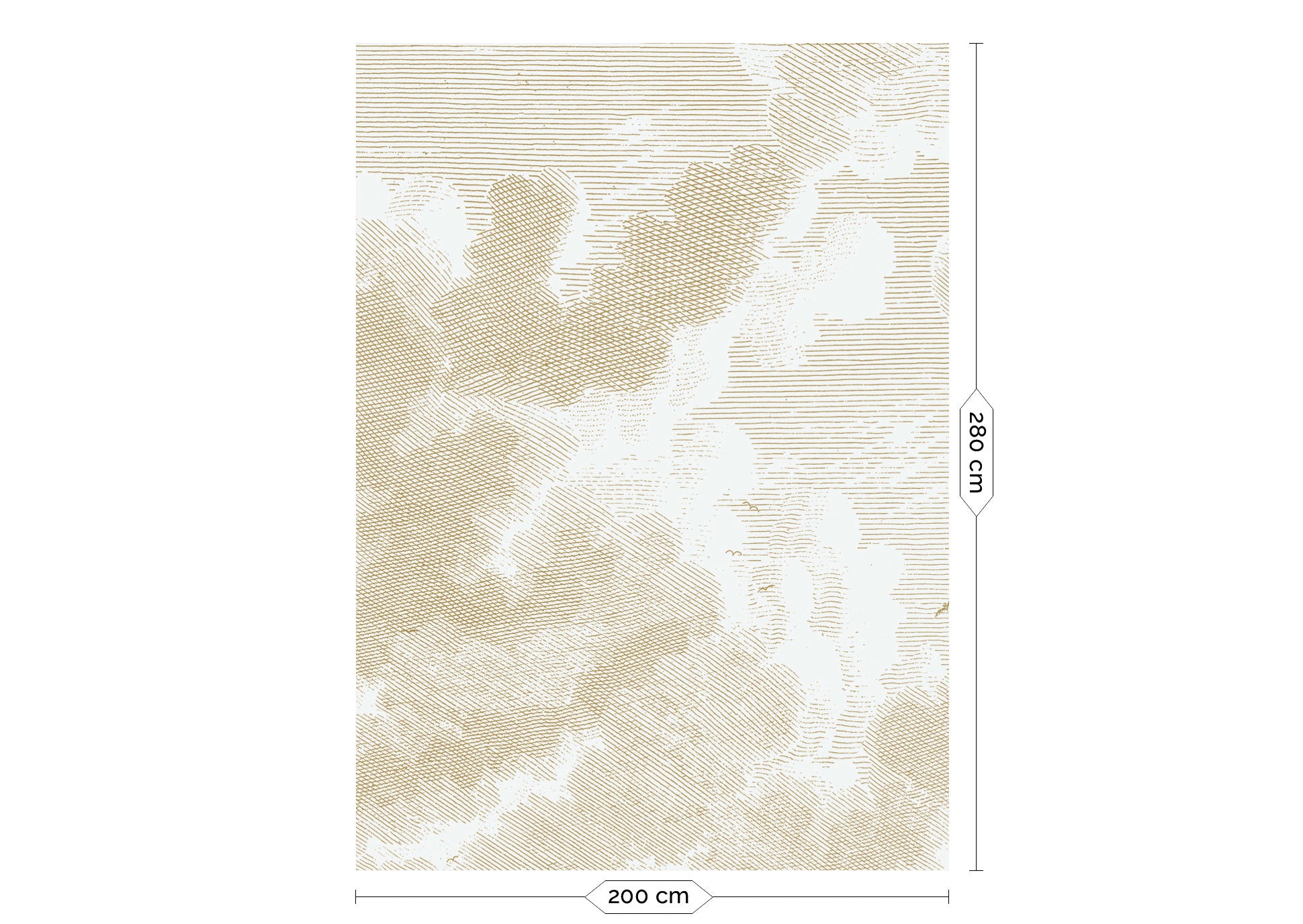 KEK Amsterdam Gold Metallic Engraved Clouds MW-176 - 4 Sheets Behang