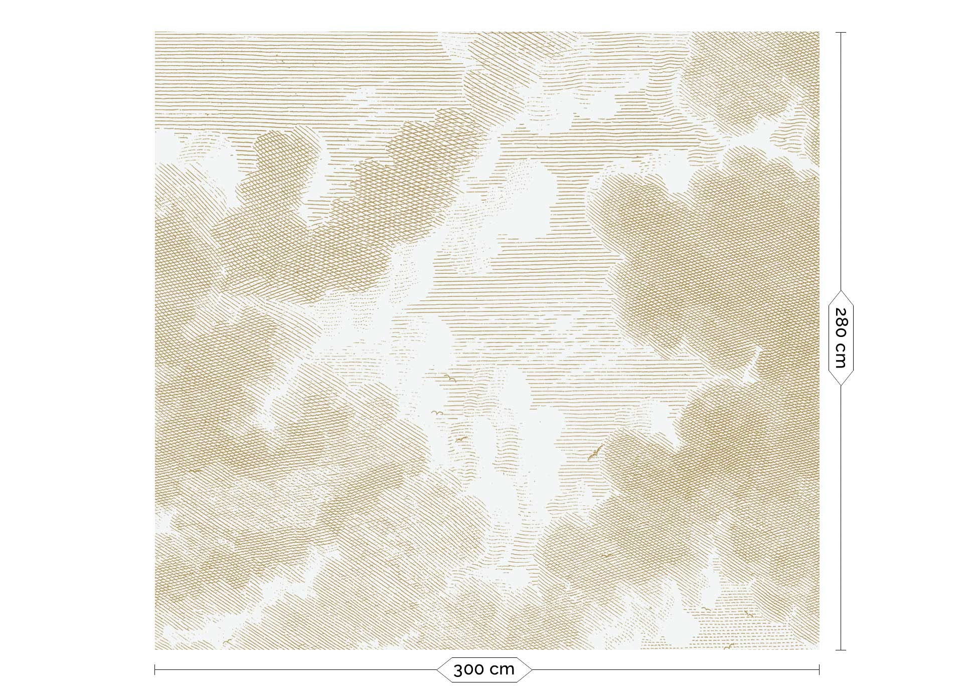 KEK Amsterdam Gold Metallic Engraved Clouds MW-177 - 6 Sheets Behang