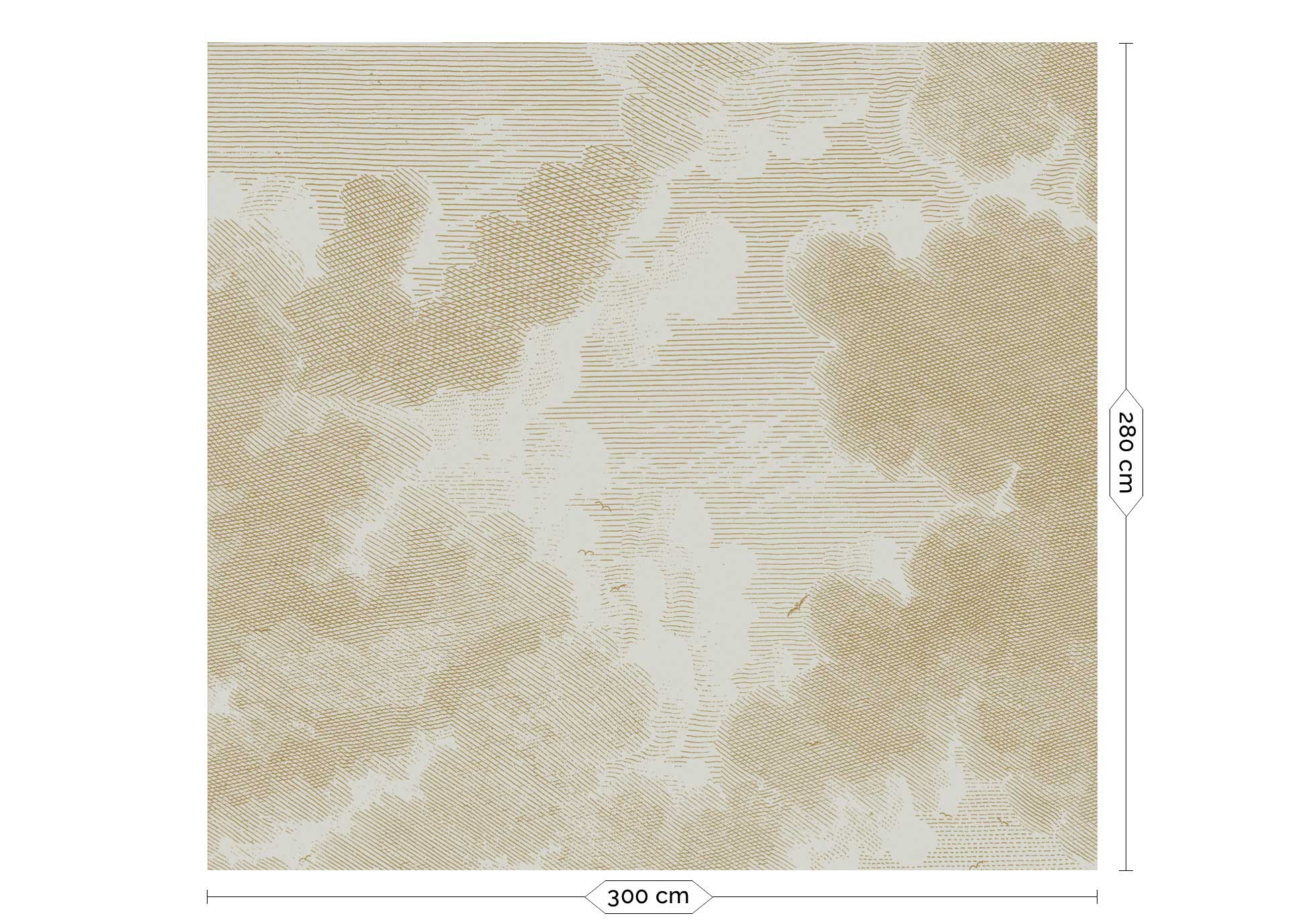 KEK Amsterdam Gold Metallic Engraved Clouds MW-180 - 6 Sheets Behang