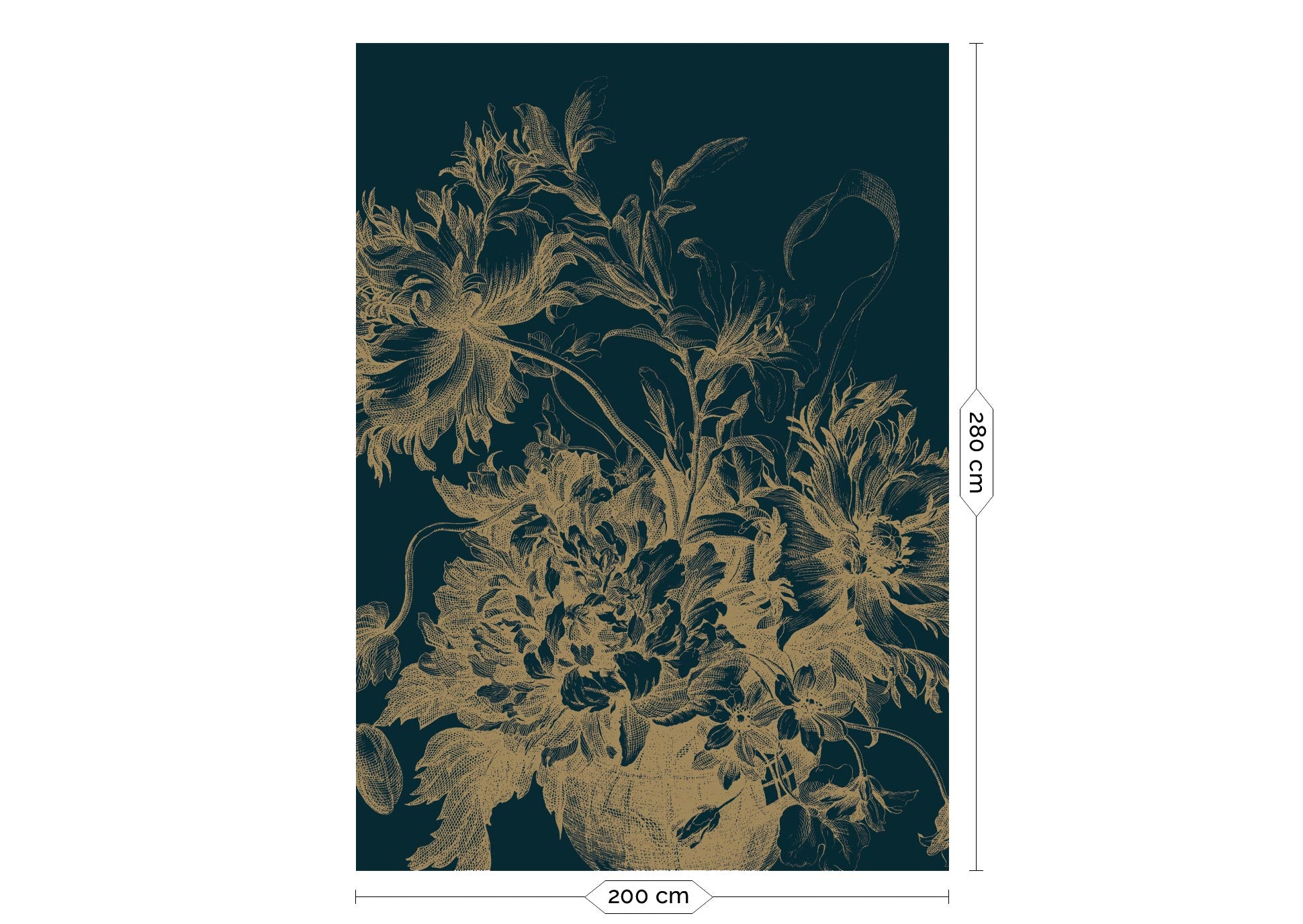 KEK Amsterdam Gold Metallic Engraved Flowers MW-013 - 4 Sheets Behang