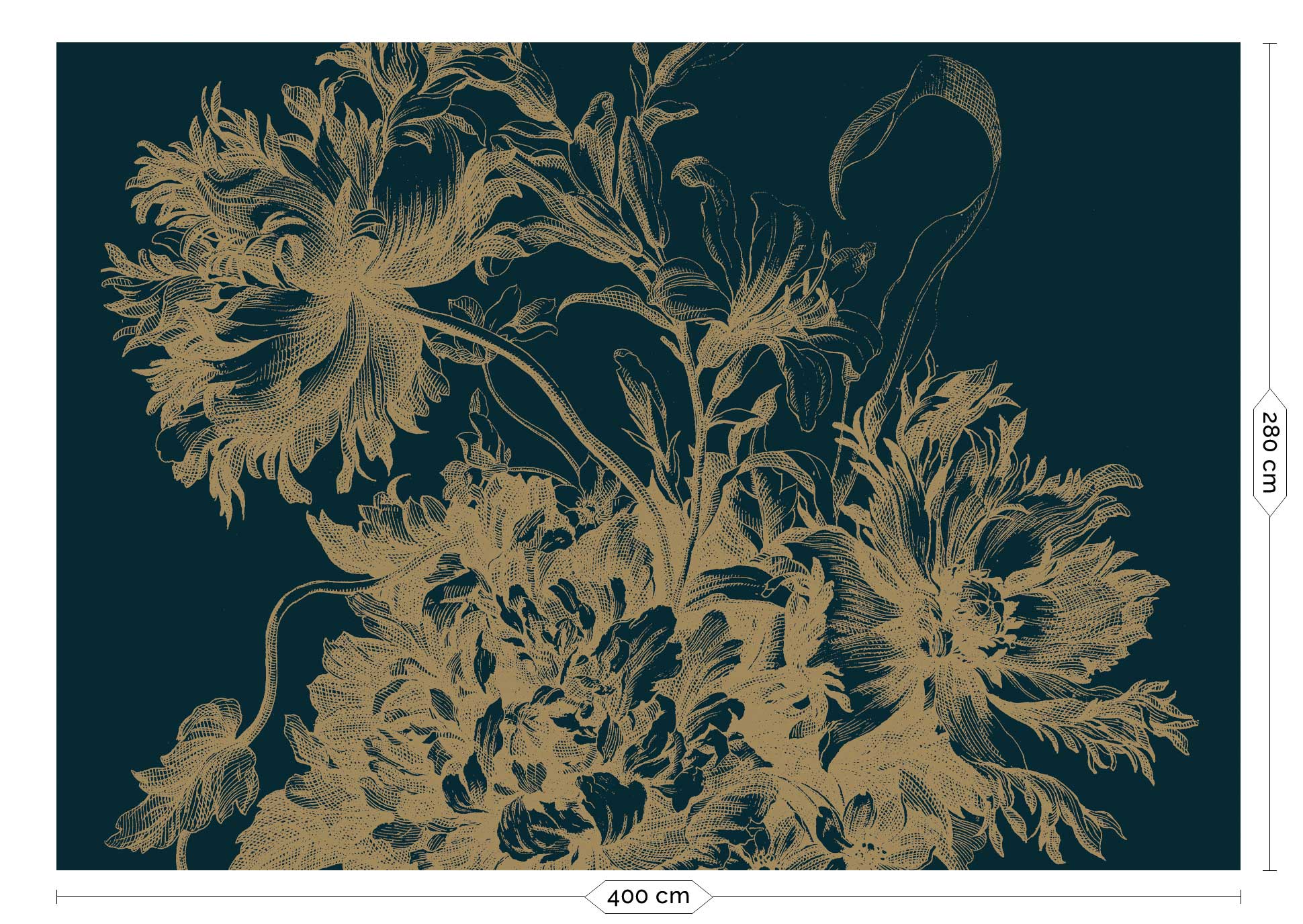 KEK Amsterdam Gold Metallic Engraved Flowers MW-015 - 8 Sheets Behang
