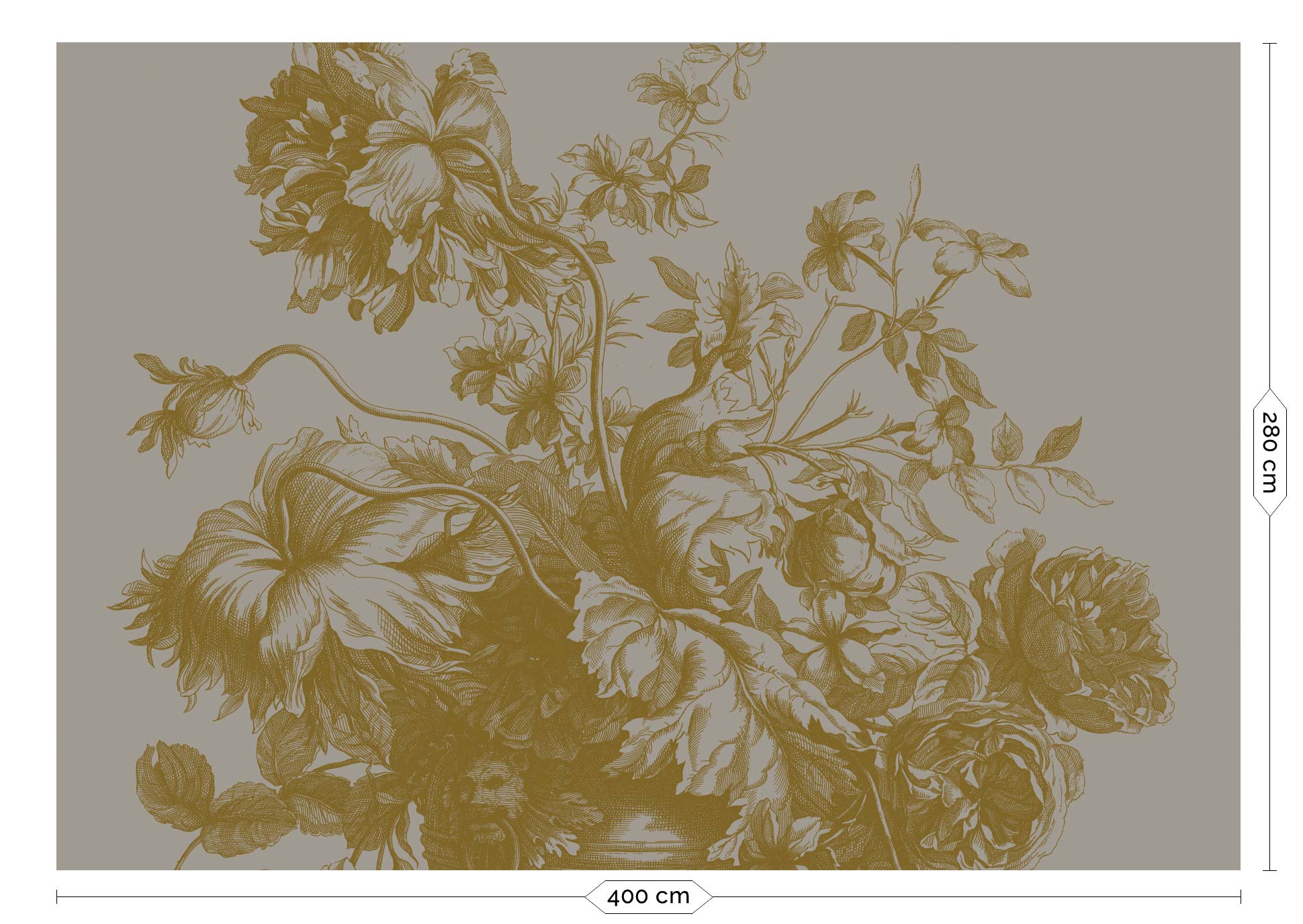 KEK Amsterdam Gold Metallic Engraved Flowers MW-018 - 8 Sheets Behang